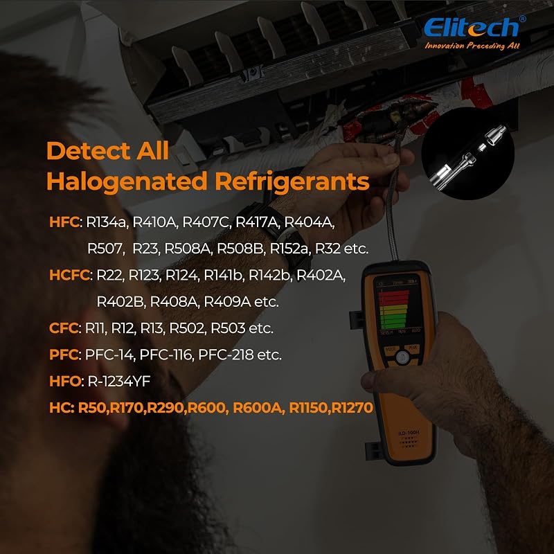 Elitech ILD-100H Hordozható Hűtőközeg Szivárgásdetektor HVAC és Autó Klímához