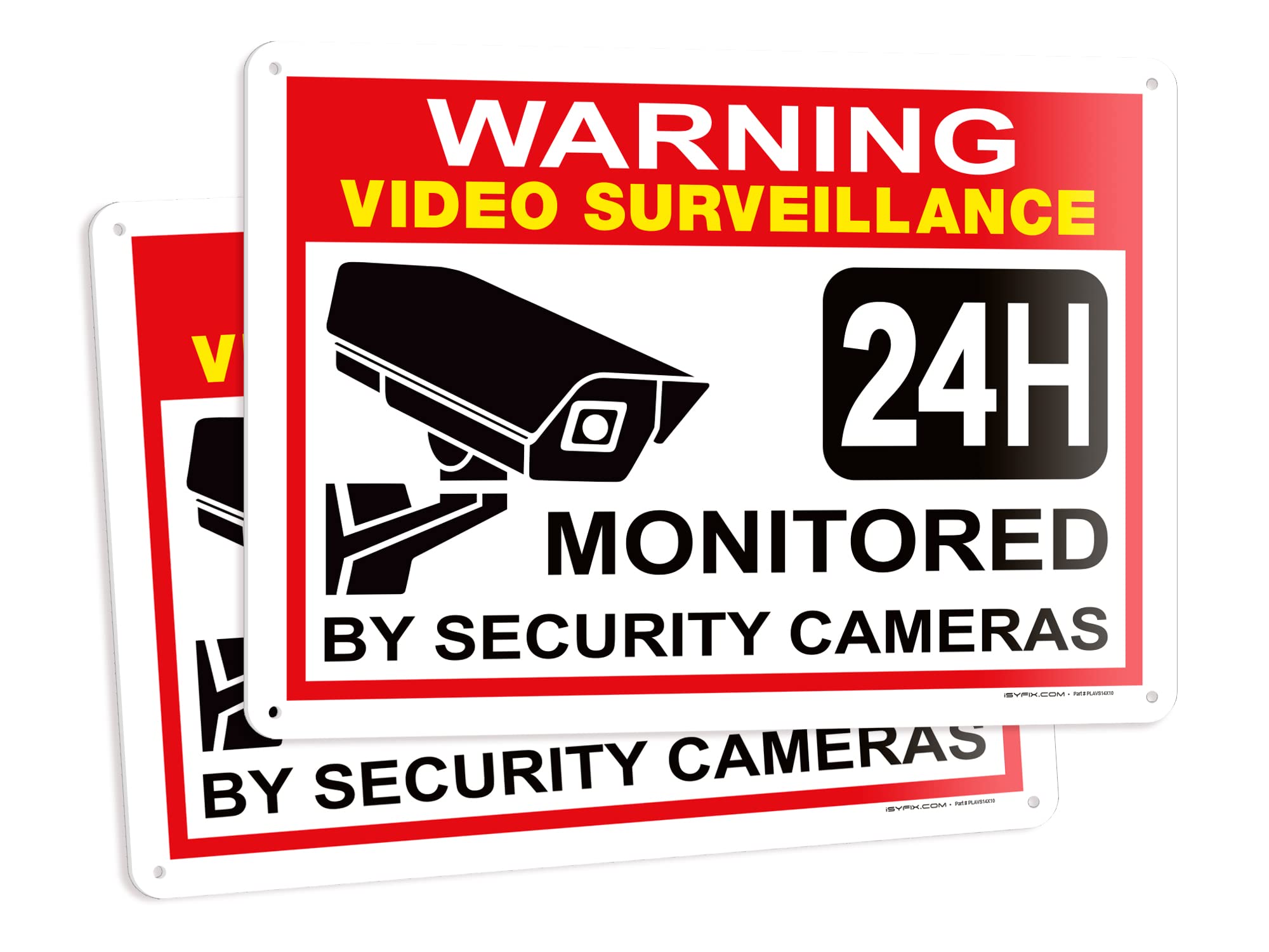 iSYFIX Znak do monitoringu wideo - 2 sztuki 35 x 25 cm - znaki bezpieczeństwa CCTV, tworzywo sztuczne styropianowe o grubości 40 mm, laminowane promieniowanie UV, odporność na zarysowania i blaknięcie, wodoodporny, na zewnątrz i na zewnątrz
