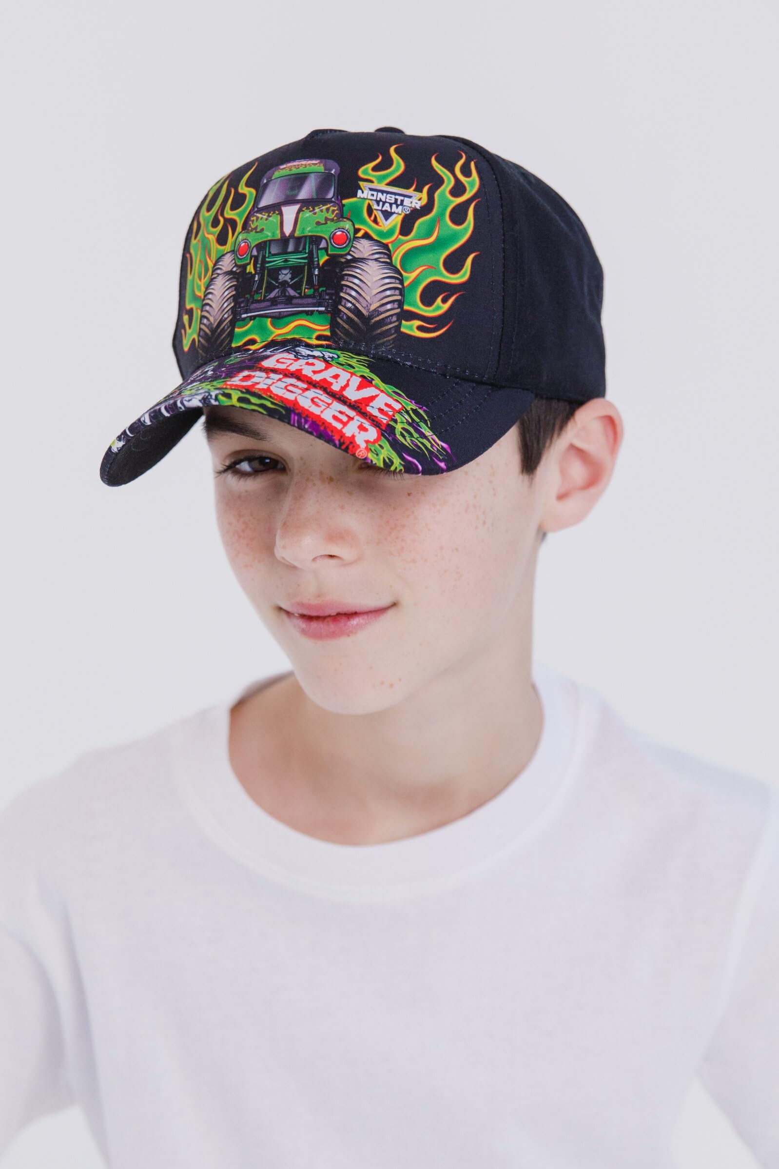 Monster Jam Grave Digger Baseballkappe, Einheitsgröße, verstellbar, Snapback, Basecap, Grab Bagger, Schwarz, OS Kleinkind, Grave Digger, Schwarz, One Size