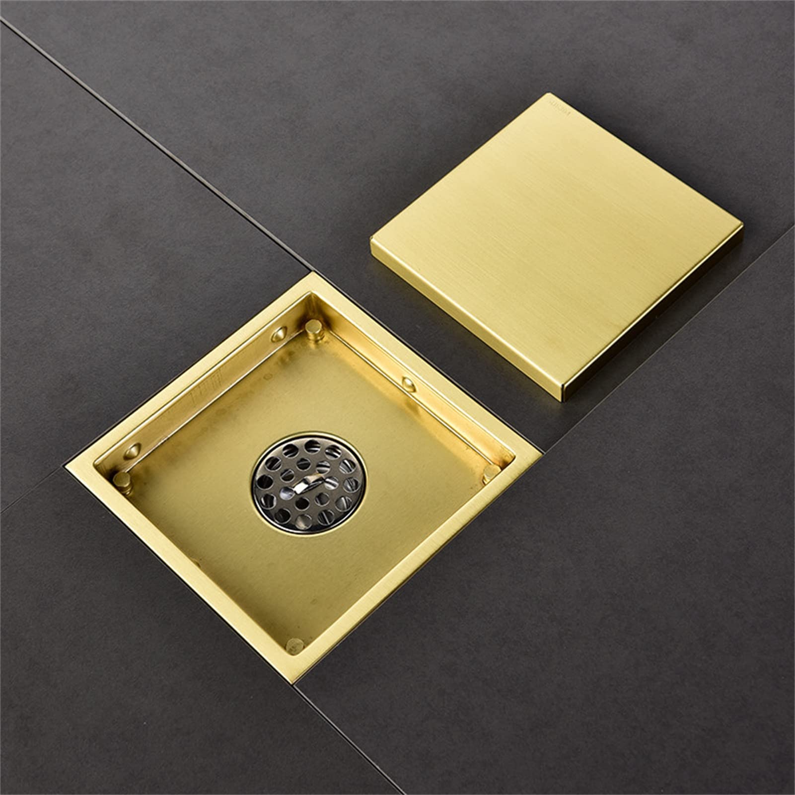 Drain de Douche carré, Drain de Sol Invisible en Acier Inoxydable pour Salle de Bain, Couvercle de Drain de Douche carré Moderne brossé avec Valve en