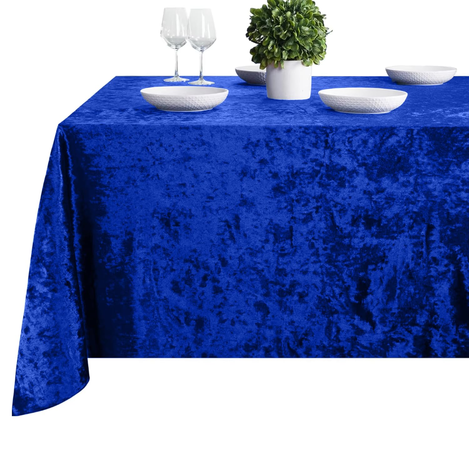 Elegant Event Essentials - Rectangle Crushed Velvet Tablecloth/Cover - For Weddings, Banquet, Home, Dinner, Party Decoration - Washable, Soft Material - Royal Blue โ 60 x 102 Inch - Pack of 1 โ image 1