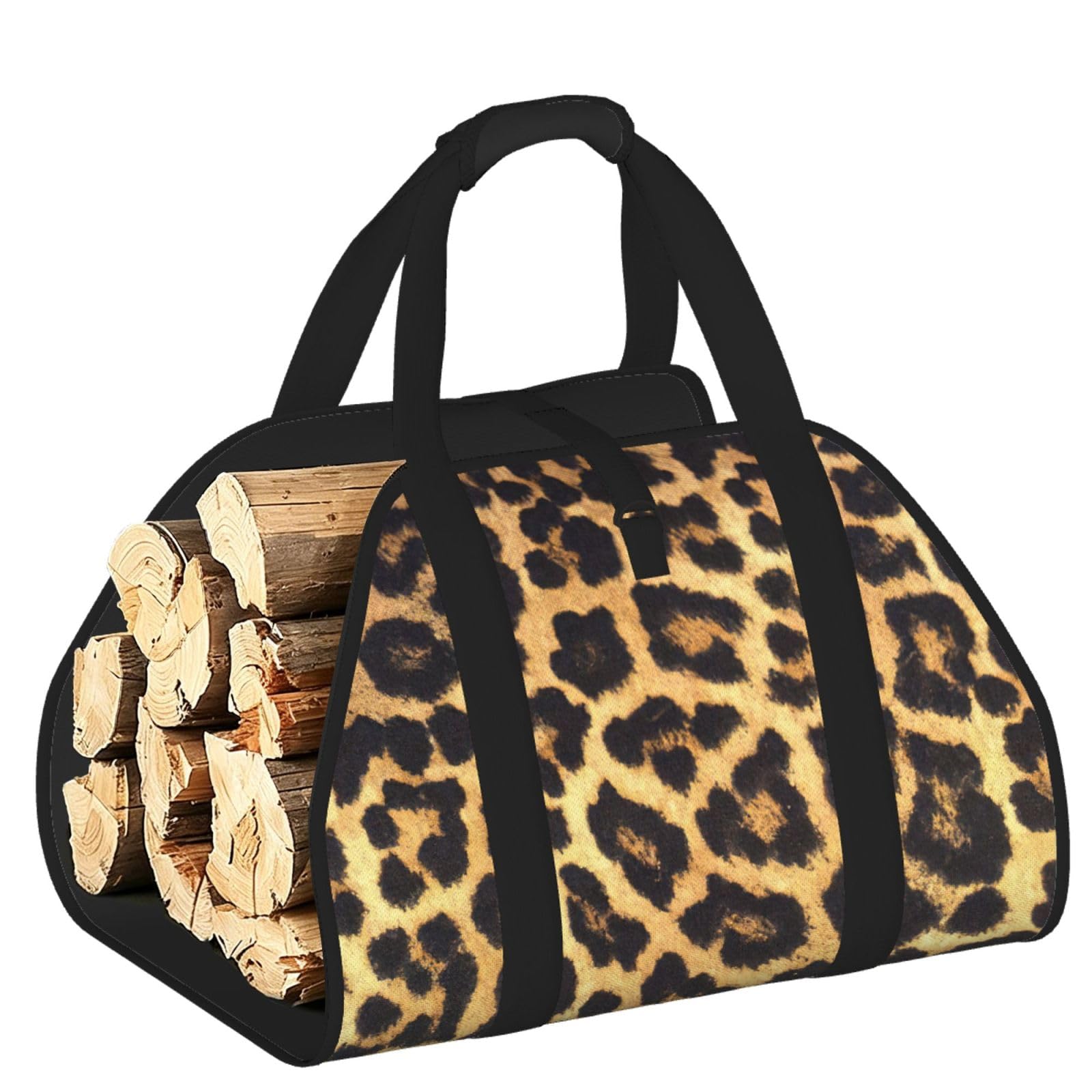 Leopard Print Print Firewood Bag Wood Carrier Transport Sack Camping Picnic Storage Daily Home