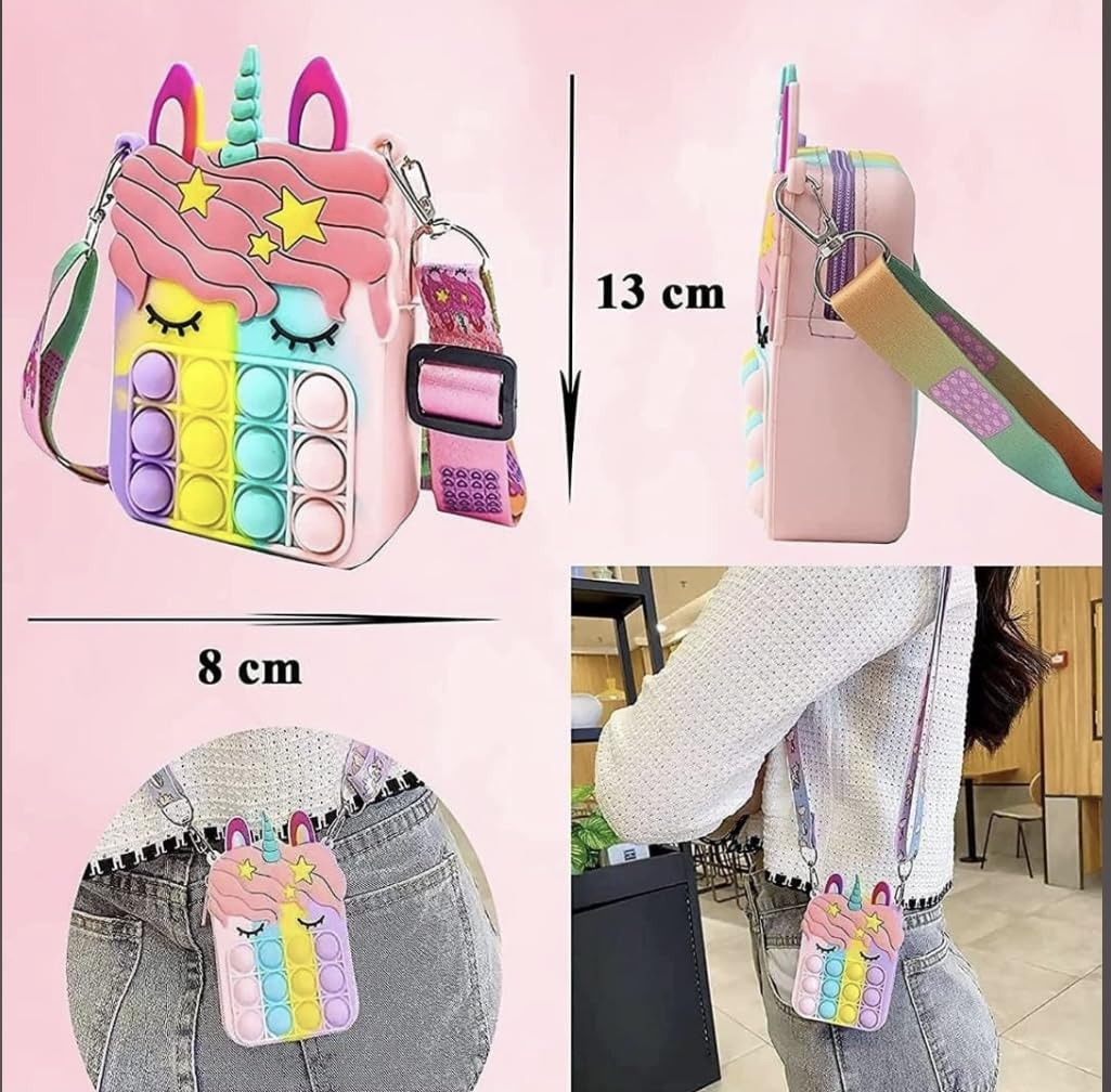 Pack of 10 Popit Sling Bag I Birthday return gift for girls | small size gifts for kanya and kanjak pujan on Navratri for 3-5,6 to 8 years old| Random Design+- 4