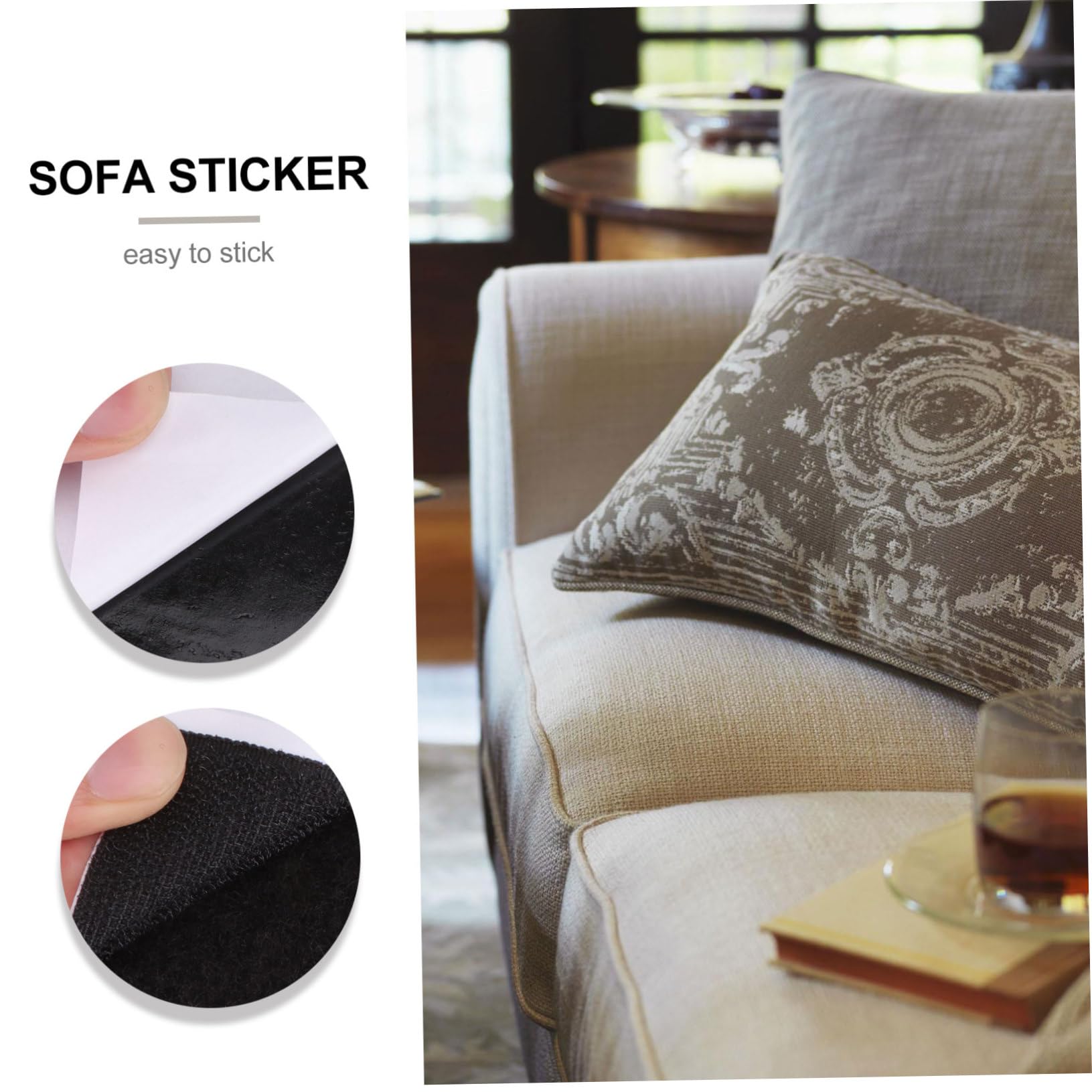 EXHUMKY Non-Slip Sofa Stickers & Bed Sheet Grippers – 10 Square PVC Anti-Skid Pads For Cushions, Rugs & Furniture (White, 2.36 Inch)
