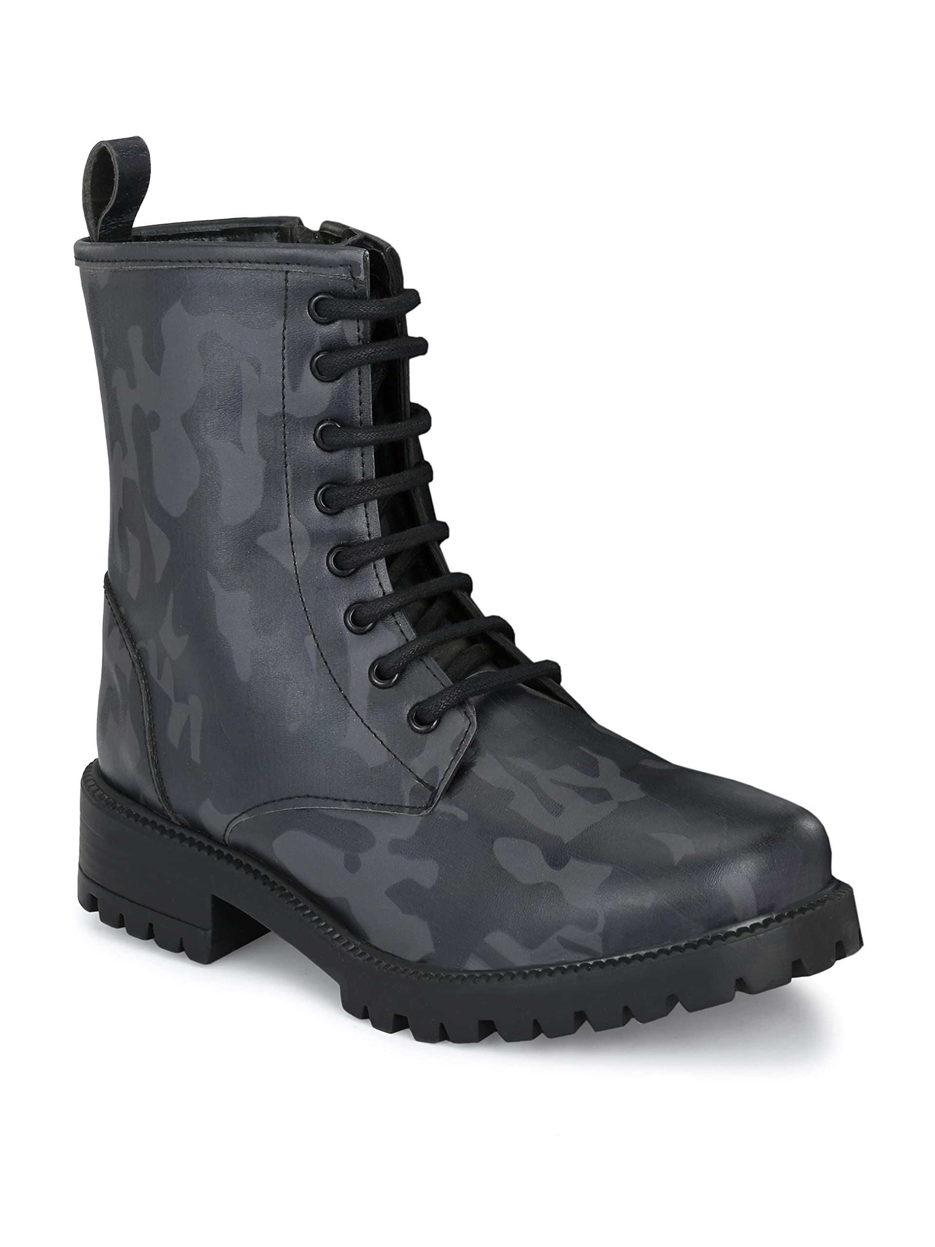 Women's Black Ankle Boot | Lace/Zipper Closure | Round Toe & Women's Grey Ankle Boot | Slip-On/Zipper | Lightweight | Soft Lining Combo of 2-image-8