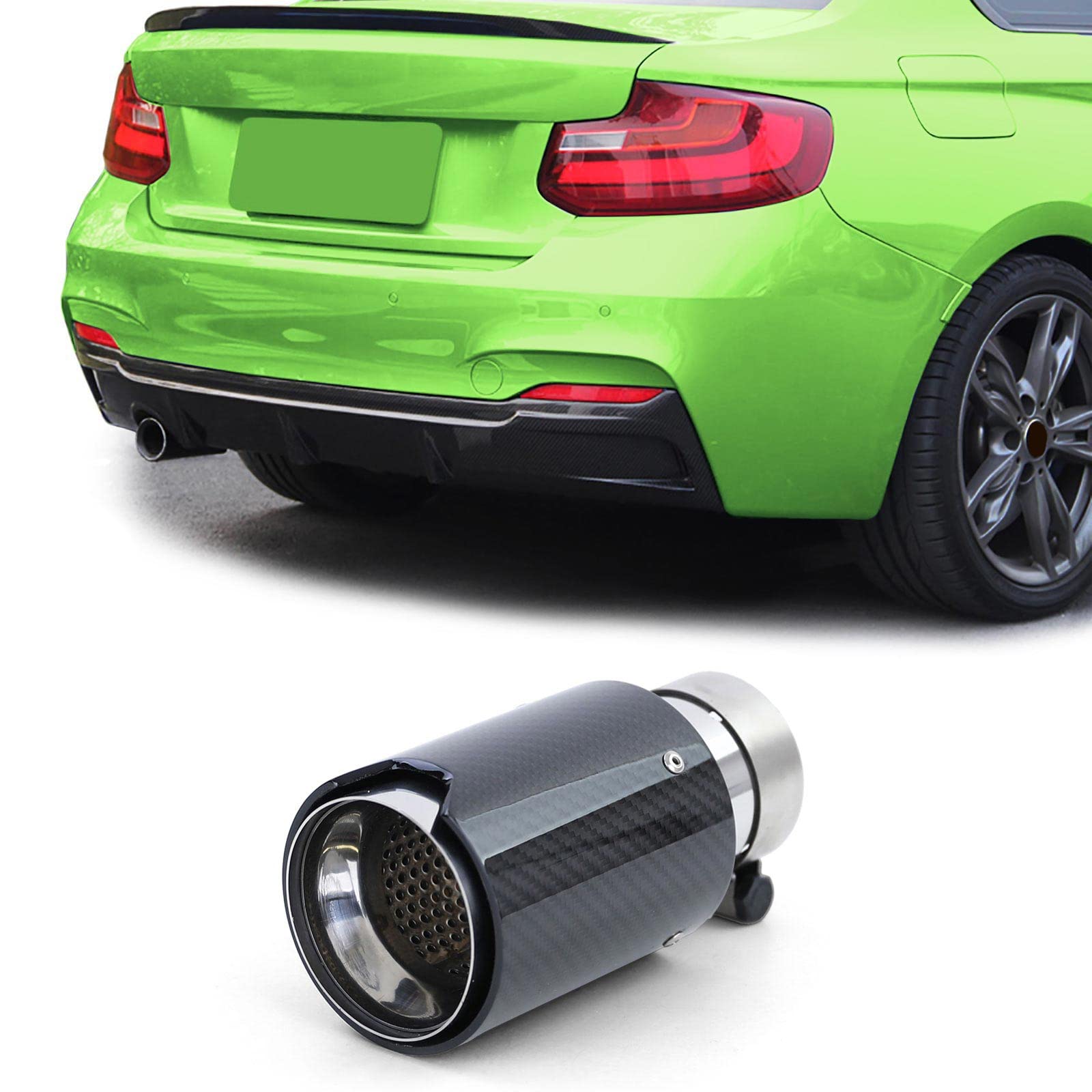 90mm Auspuff Endrohr Carbon mit Absorber für 2er BMW F22 F23 2013-2021