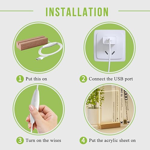 Miniatura 5 de Bemaystar Base de madera con luz LED, adecuado para placas T, álbumes de fotos, base rectangular de luz nocturna de 7 colores