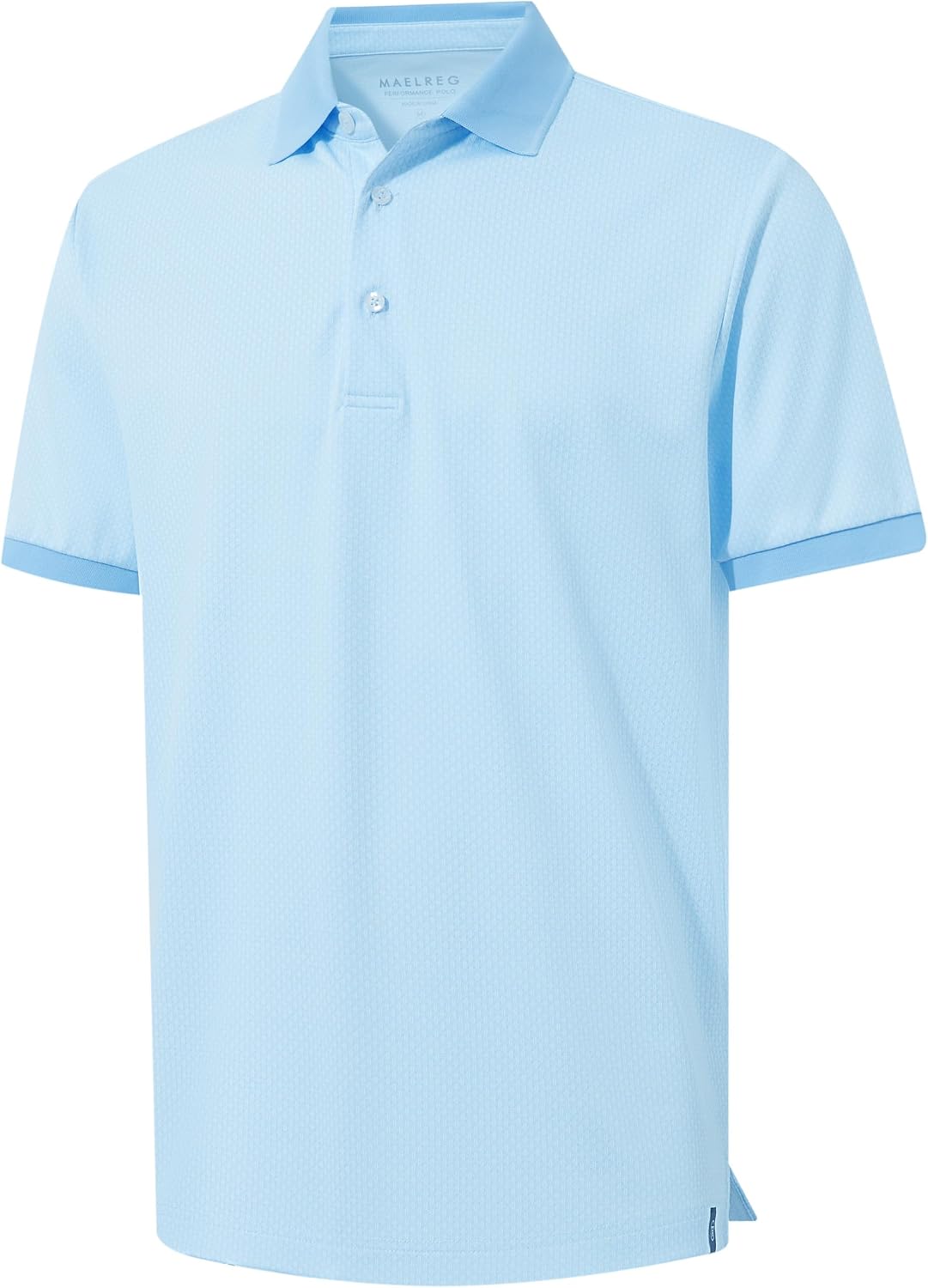 M MAELREG Mens Golf Polo Shirts Jacquard Ribbed Collar Performance Moisture Wicking Dry Fit Short Sleeve Golf Shirts for Men