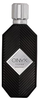 Khadlaj Onyx Silver Fresh, Spicy, Woody, Amber Eau de Parfum Spray Long-Lasting Fragrance for Men, 3.4 Ounce / 100ml