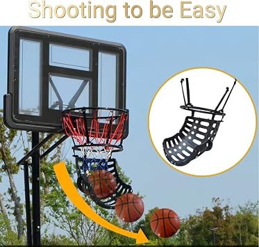 Basketball Return Attachment, Portable and Easy Setup Basketball Shot Return System, Time-Saving Shooting Form