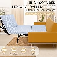 Vista 8 de LILYPELLE Repuesto de colchón para sofá cama de 4 pulgadas, colchón de espuma viscoelástica para sofás cama y sofás para ocultar una cama, sofá