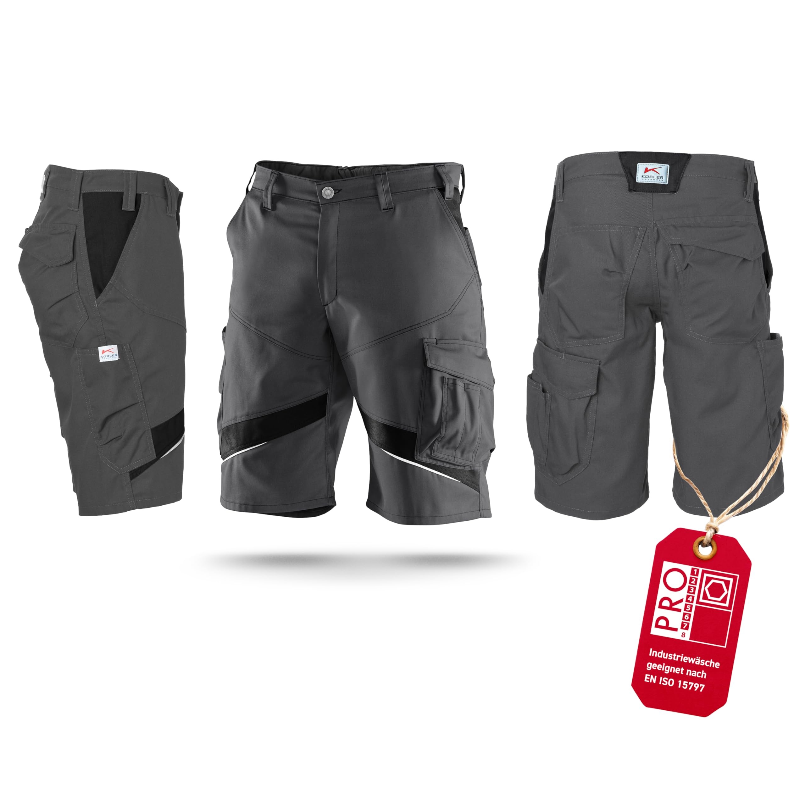 KÜBLER ICONIQ Shorts – Arbeitsshorts mit ergonomischer Linienführung, Multifunktionstaschen, Reflex-Elementen