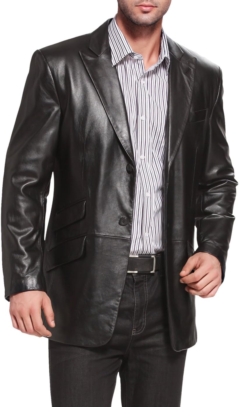 BGSD Men Noah 2-Button Lambskin Leather Blazer Sport Coat Jacket (Also available in Big and Tall and Short) - Image 5