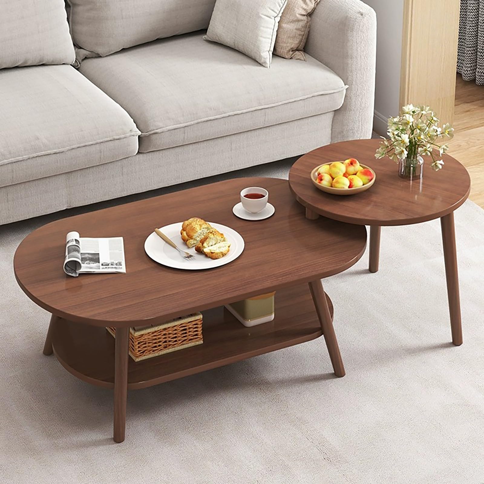 Table basse gigogne en bois au design moderne et épuré avec finitions soignées pour salon