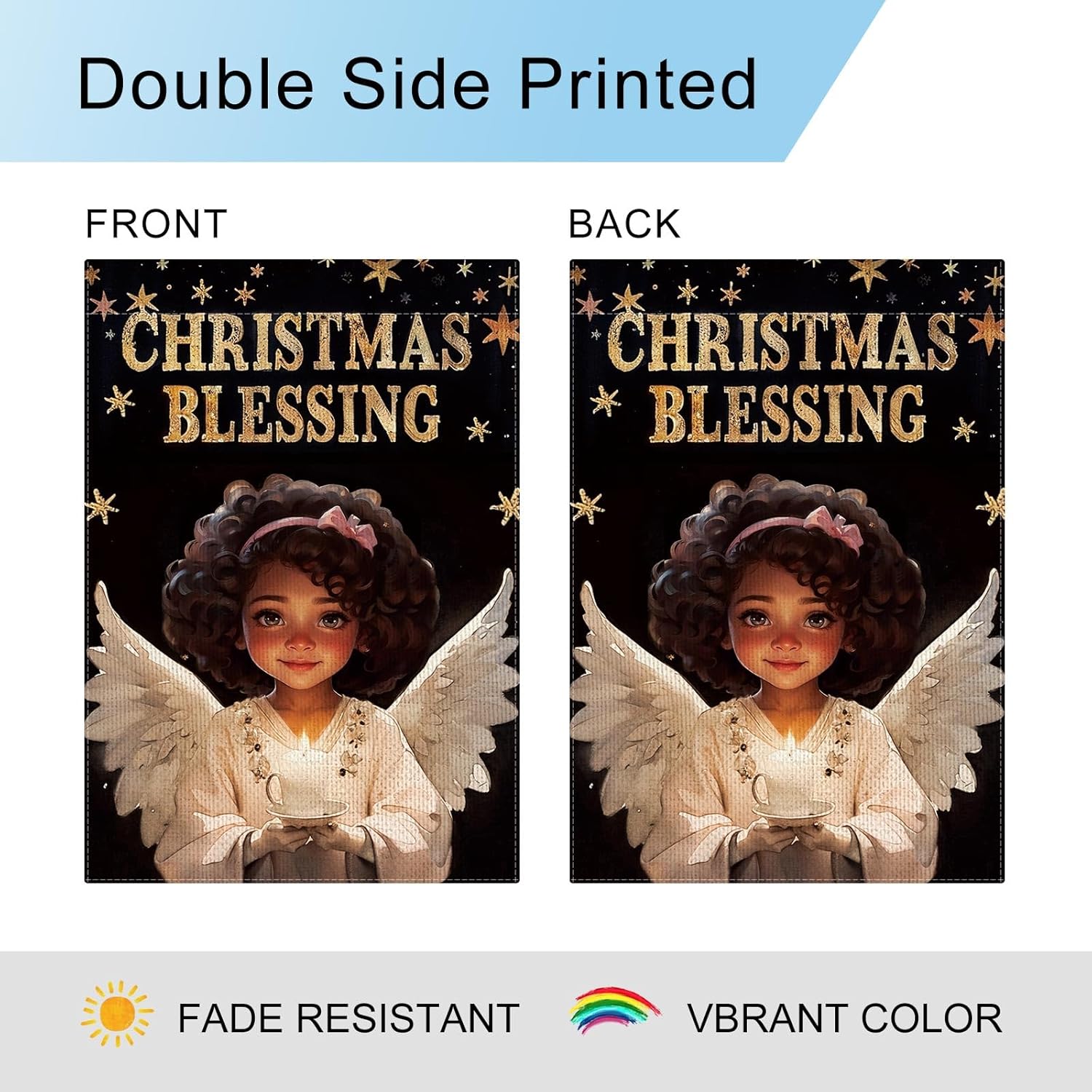 DLZDN Black Girl Blessing Garden Flag Christian Garden Flag 12×18 Inch Double Sided Vertical Burlap Religious Xmas Carols African American Yard Flag Winter Outdoor House Decoration - Image 5