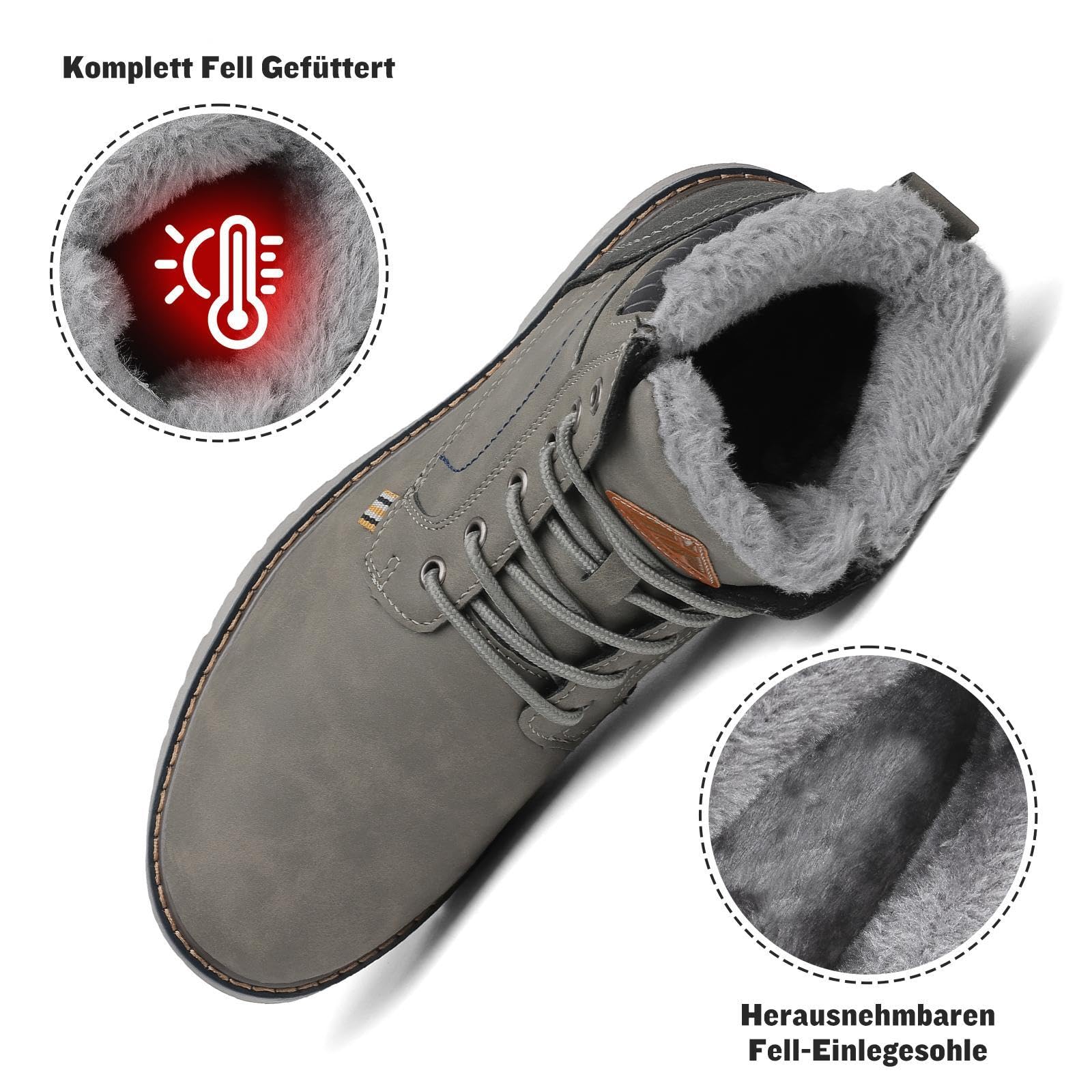 Mishansha Scarpe Uomo Donna Invernali Impermeabili Antiscivolo Stivaletti Invernali con Pelo, Gr.36-48