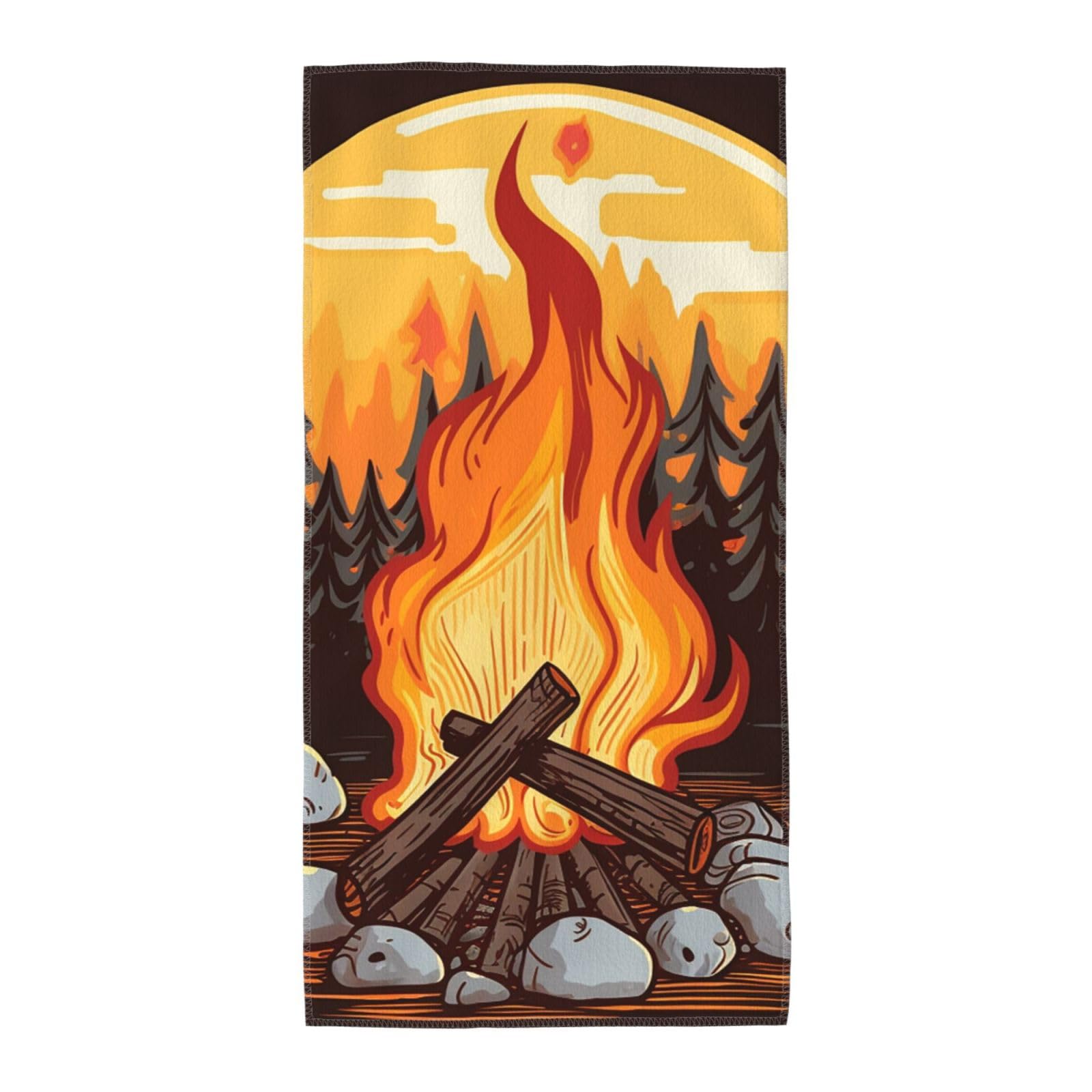 FodPand Microfiber Hand Towels for Bathroom, Soft Absorbent Decorative Face Towel Bonfire Guest Bath Towel 13.8"X27.5" Kitchen Dish Towel for Bathroom Kitchen Hotel Gym Spa Towels