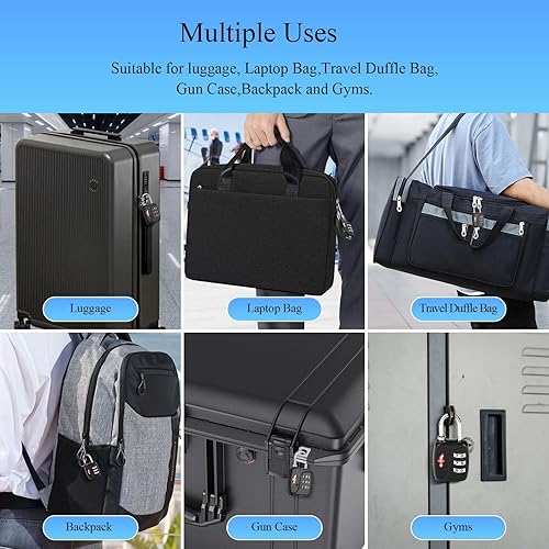 Miniatura 5 de 5 juegos de candado de equipaje aprobado por la TSA  Esencial de viaje seguro con etiqueta de equipaje gratis! Cerradura de combinación para