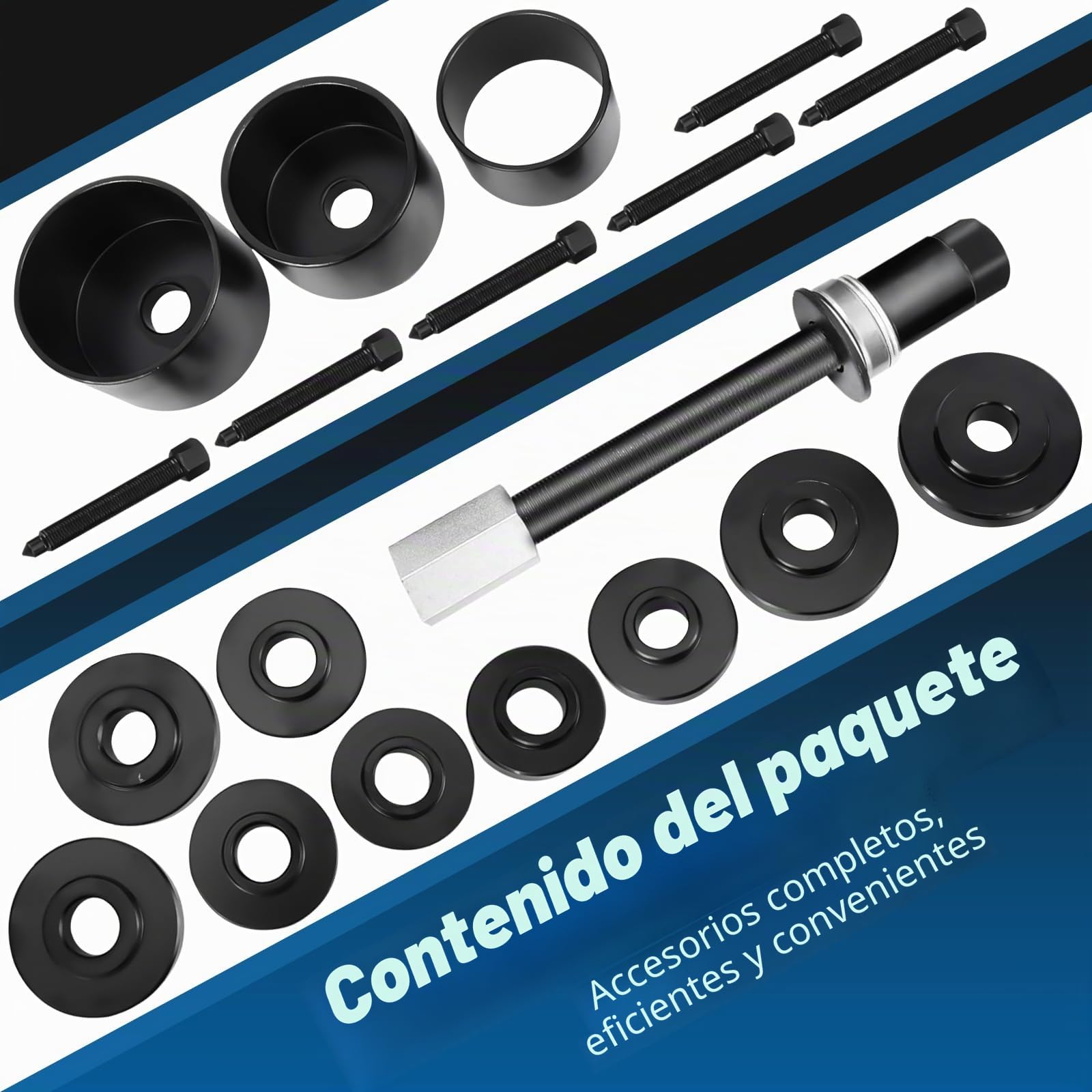 FreeTec Buje de Rueda de 19 Piezas de Rueda de Juego de Herramientas de Rueda Herramientas Extractor para Volkswagen para Audi para Opel para Fiat para BMW para Ford