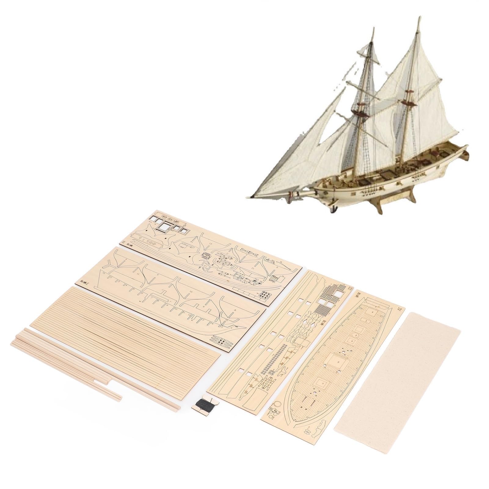 Kit Modello Di Barca, Kit di Costruzione di Barca a Vela In Tiglio In Scala 1/100 40 X 15 cm Modello di Costruzione di Nave a Vela, Kit Fai da Te per Costruire Nave per Artigianato Hobby Collezioni