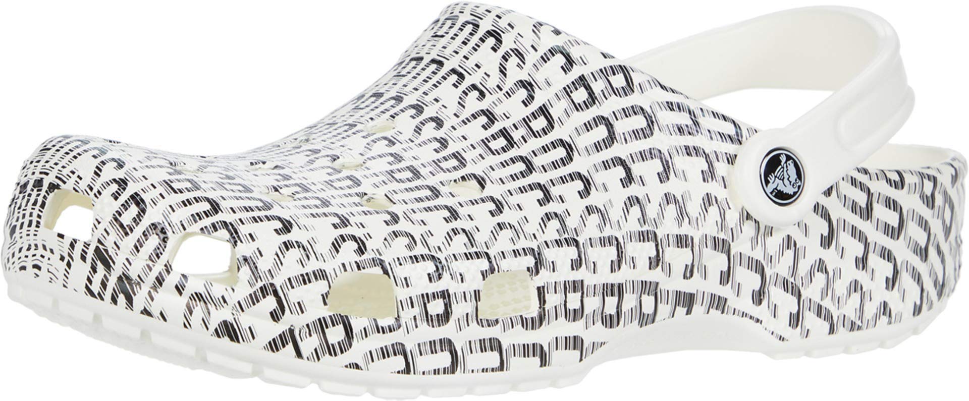 Crocs Men's and Women's Classic Graphic Clog, Logo/White, 15 Women / 13 Men
