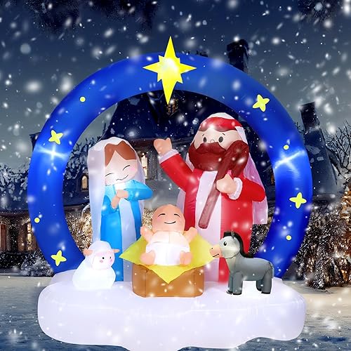 6 ft Christmas Nativity Scene Decoration Centerpiece for Garden, Yard,