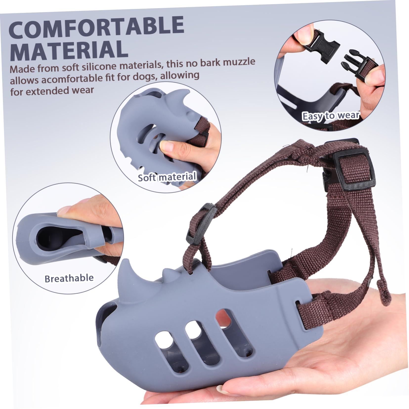 Kisangel Museruola per Cani 3 Pezzi in Silicone Morbido, Antiabbaio e Antizona, per Cani Medi e Grandi, Design Traspirante e Confortevole per Uso Quotidiano