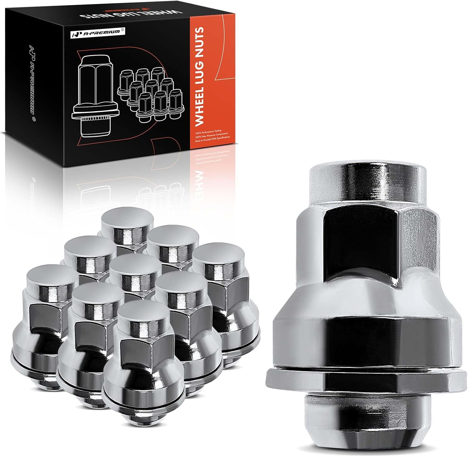 A-Premium Wheel Lug Nuts Compatible with Jaguar XF 2009-2014 XJ XE F-Type XK XKR XFR XFR-S XKR-S XJR Front or Rear Side 10-PC Set