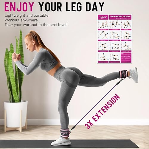 Miniatura 7 de WALITO Ankle Resistance Bands with Cuffs, Ankle Bands for Working Out, Ankle Weights for Women, Glutes Workout Equipment, Ankle Strap for Legs and