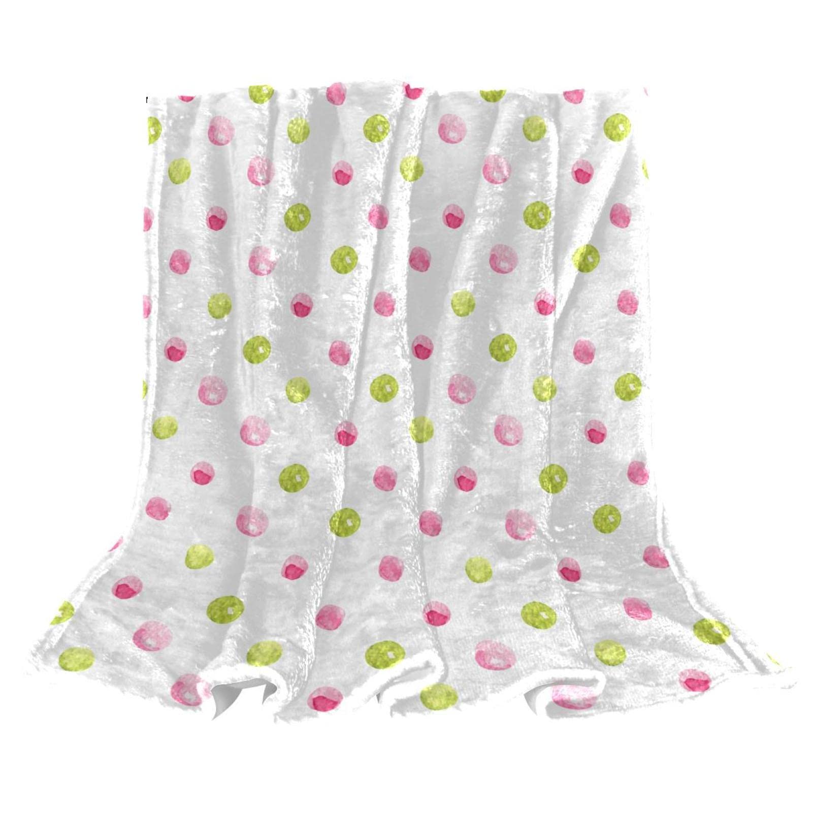 Couverture polaire légère motif pois roses jeté de lit canapé