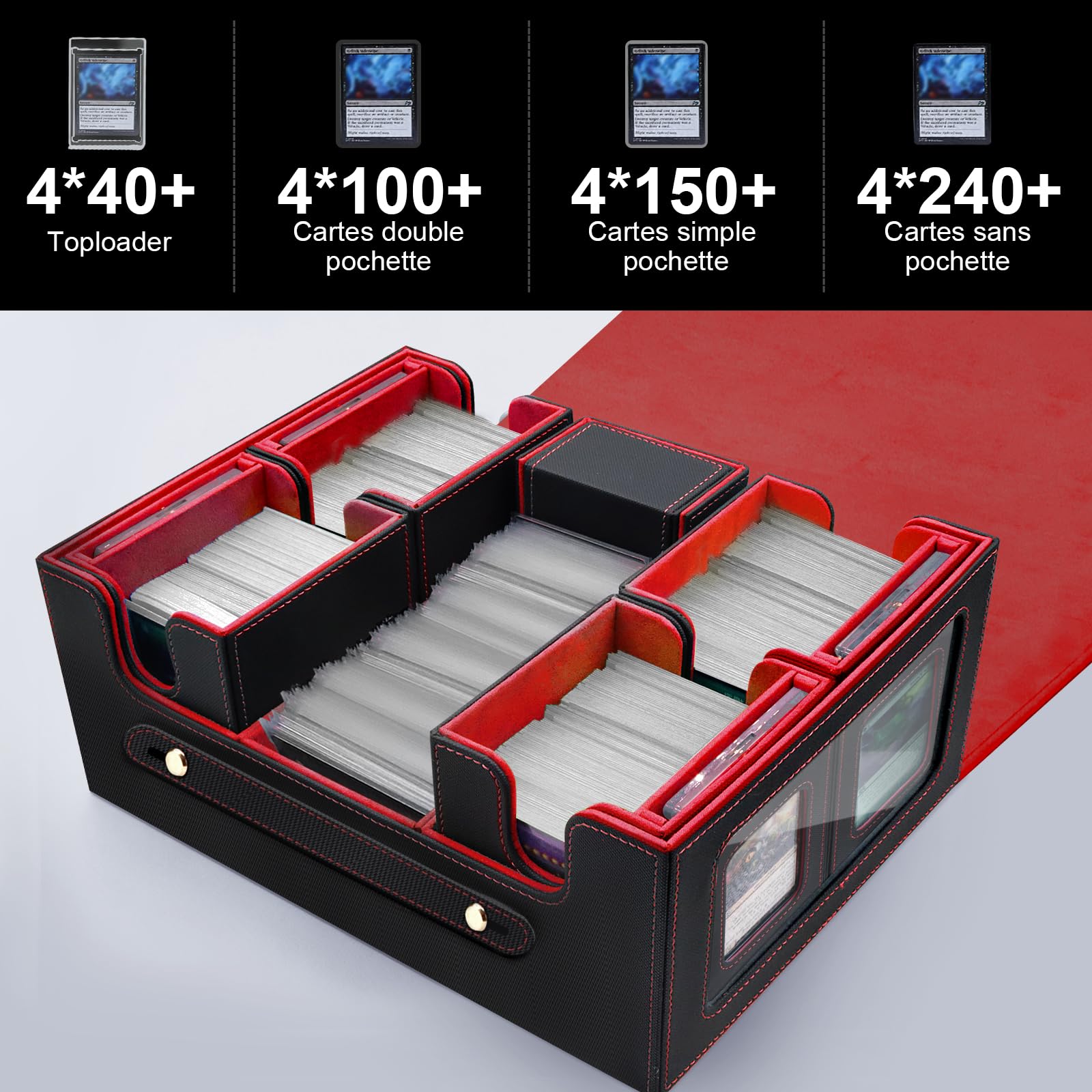 Commander Carte Boite Rangement avec Commander présentoir pour MTG Decks | Deck Box, Boite Rangement Carte avec Cubique box pour Magic The Gathering (MTG) Peut contenir 600 cartes Gris