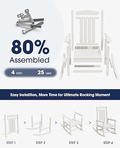 Vista 89 de Kingyes Mecedoras de polietileno de alta densidad para exteriores, sillas mecedoras para patio, deck, soportan hasta 330 libras, azul Azul marino