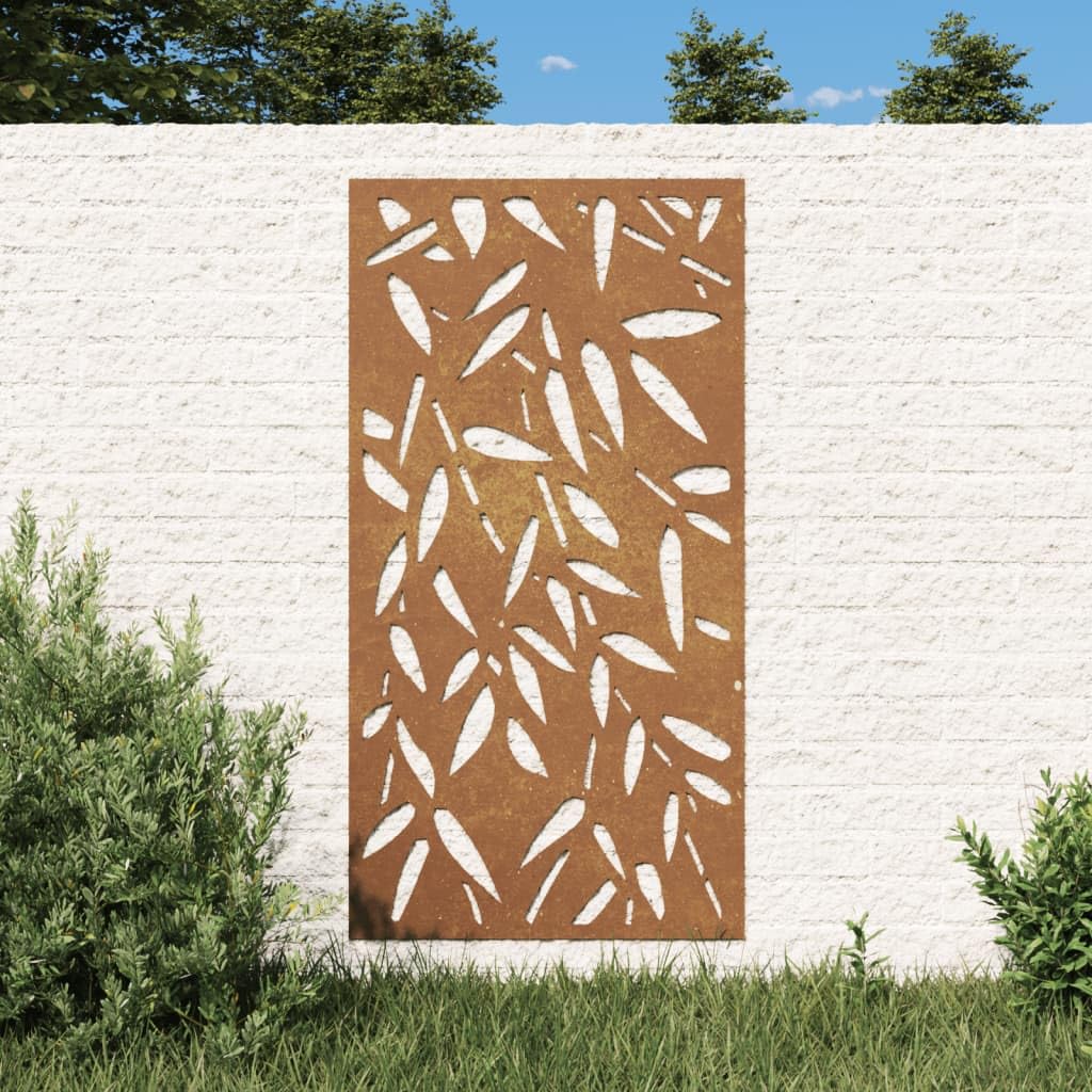 Homgoday Decorazione da parete giardino in acciaio corten design foglia bambù 105x55 cm Manifesti, copie e arte visiva