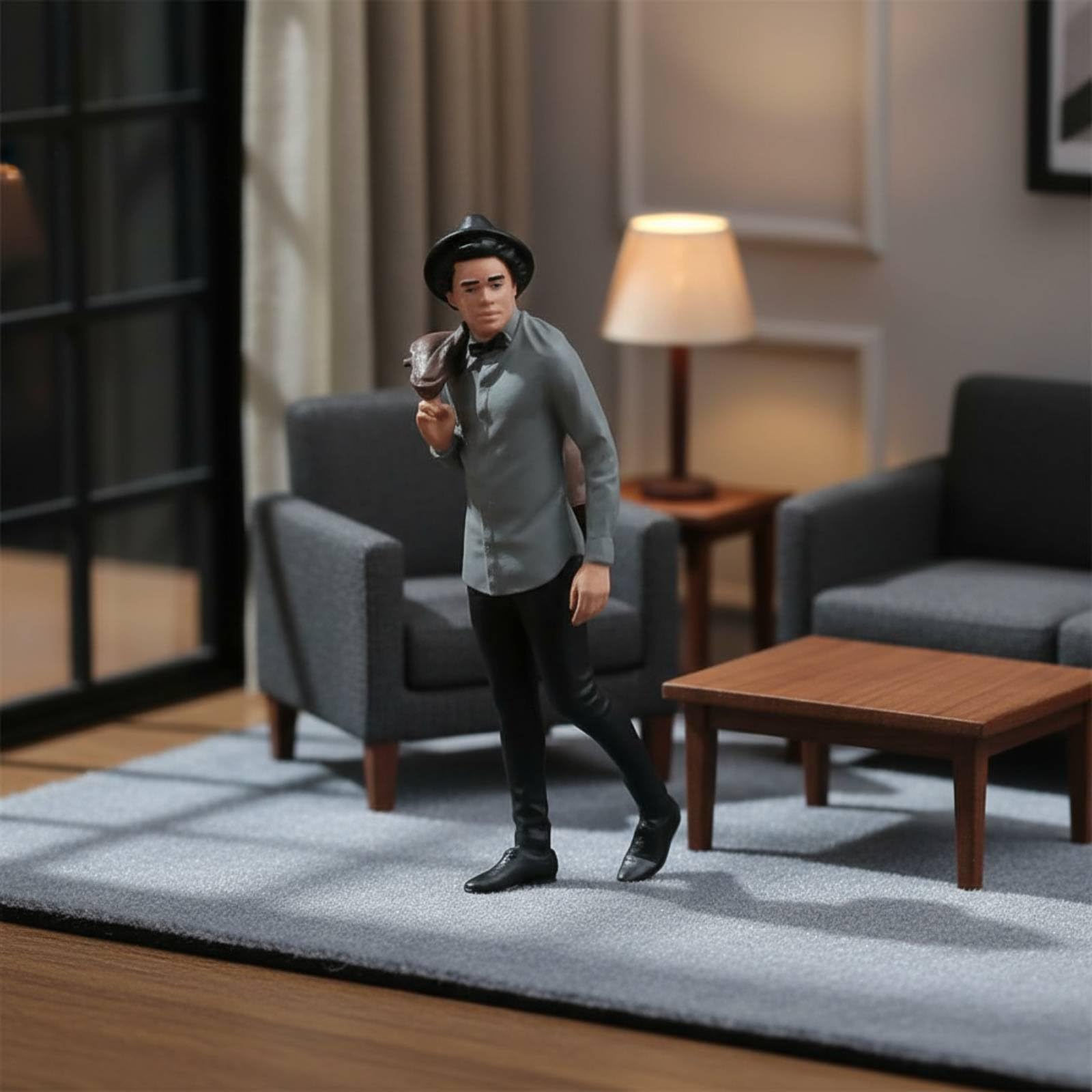 Painted Miniature Figure Miniatura Dipinta Figurina Uomo Personaggio Resina Pittura Fatta a Mano Finitura Realistica Accessorio Diorama Scene, 1-24