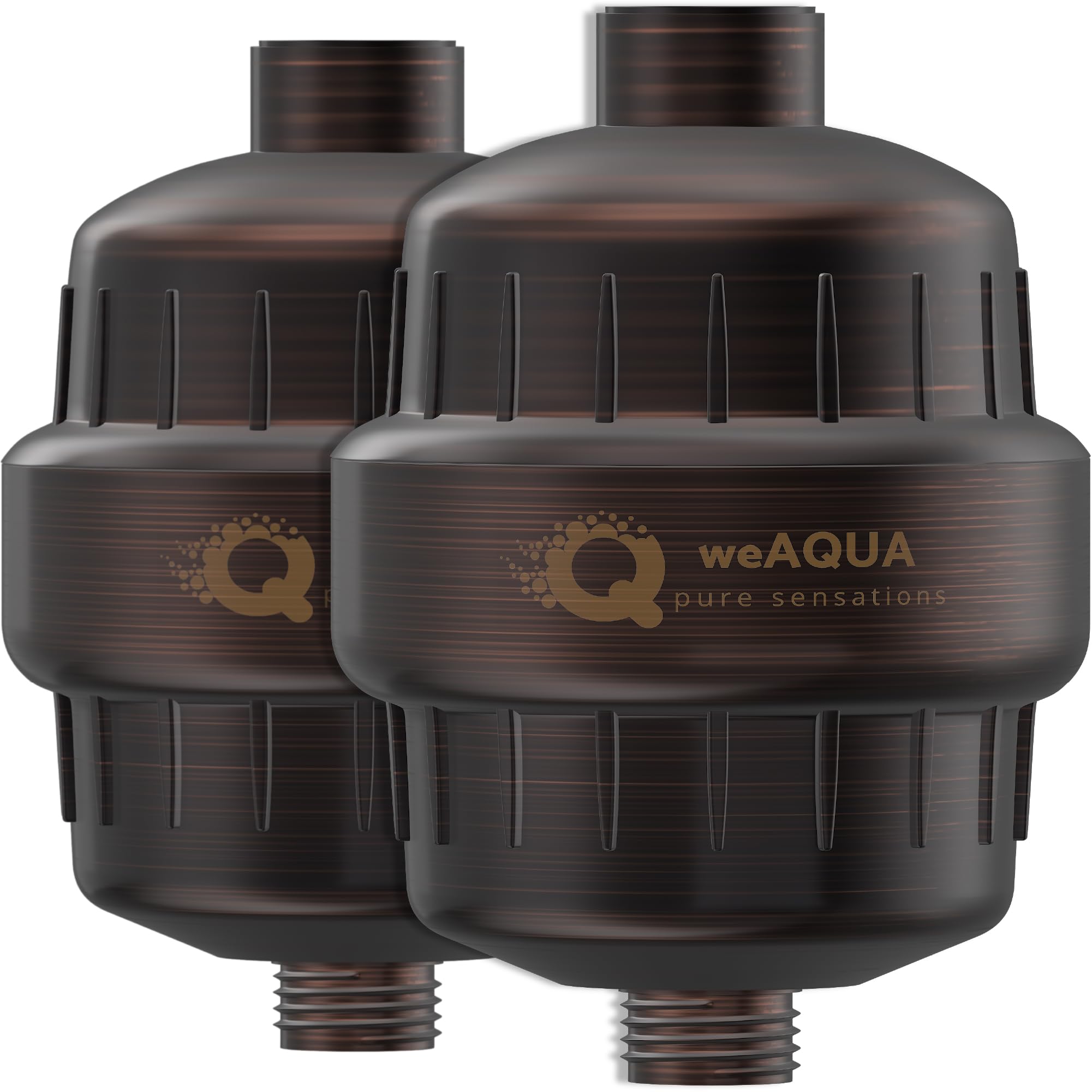 weAQUA Heavy Duty Shower Filter Family 2 PACK – 99% Removal for Hard Water, Chlorine, Fluoride, Heavy Metals, Micro-life, Organics and More (Oil Rubbed Bronze)