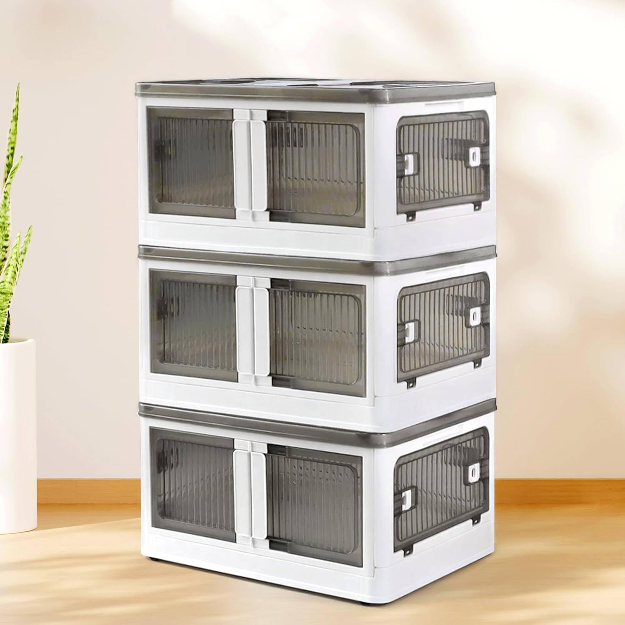 Well Home Caja de almacenamiento plegable multifuncional en color Blanco 2 Niveles, 140L por Nivel, 280 L en Total
