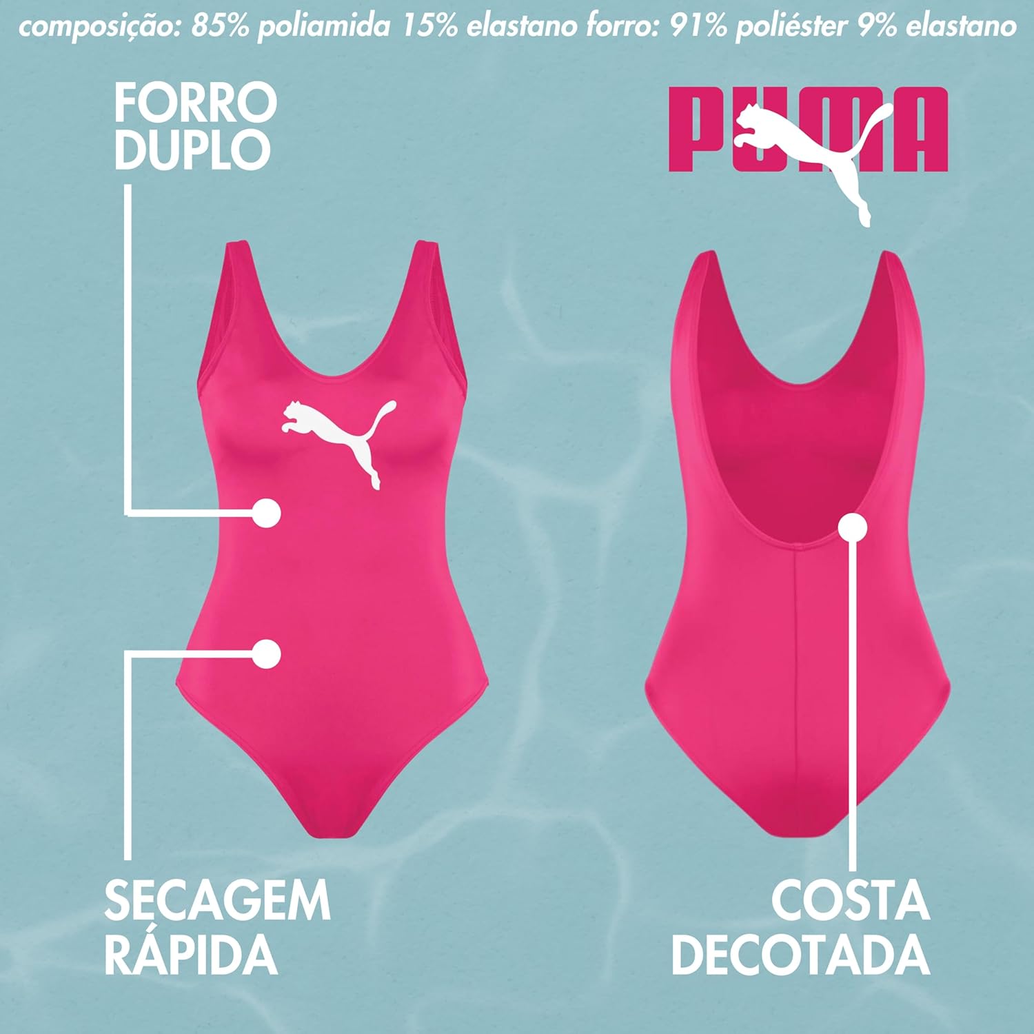 Maiô Natação Puma Sem Bojo Proteção UV 50+ Lycra Xtra Life Praia Verão Feminino em promoção! Veja a oferta e mais achadinhos de Moda praia 6 Hoje é o melhor dia para comprar Maiô Natação Puma Sem Bojo Proteção UV 50+ Lycra Xtra Life Praia Verão Feminino com aquele preço maroto! Promoção! Aproveite a oferta! 6