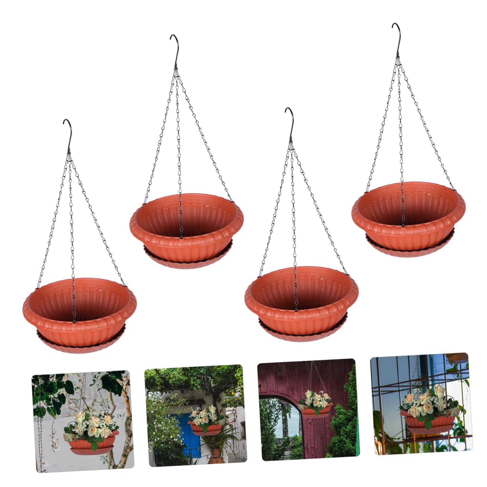 BESPORTBLE 4sets Portavasi Sospesi in Vassoi Fioriere Sospese Per Giardino Vasi Da Fiori Per Chlorophytum Accessori Da Giardino in Metallo e Pp