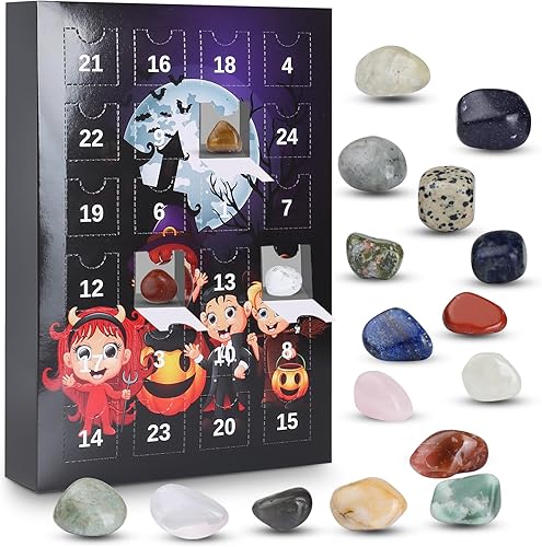 Miniatura 1 de Calendario de Adviento de Halloween 2024, calendario de cuenta regresiva de 24 días que contiene 24 piedras, calendario de Adviento de Halloween con