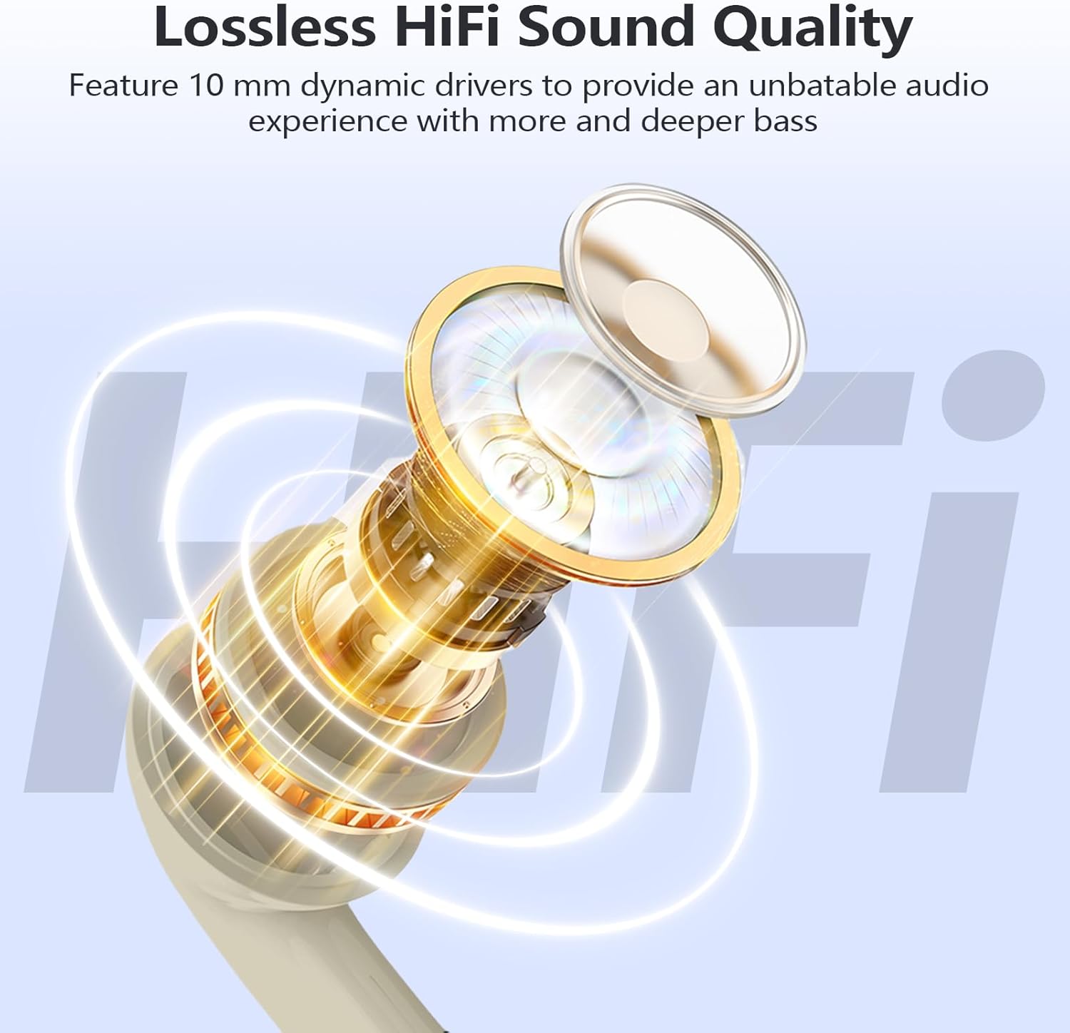 Exploded view of an earbud driver showing internal components