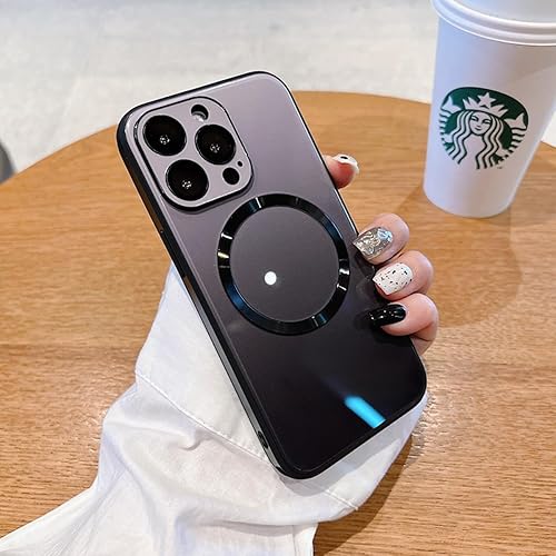Miniatura 2 de Funda magnética para iPhone 15 Pro Max con protector completo de lente de cámara compatible con MagSafe Cubierta trasera de vidrio degradado