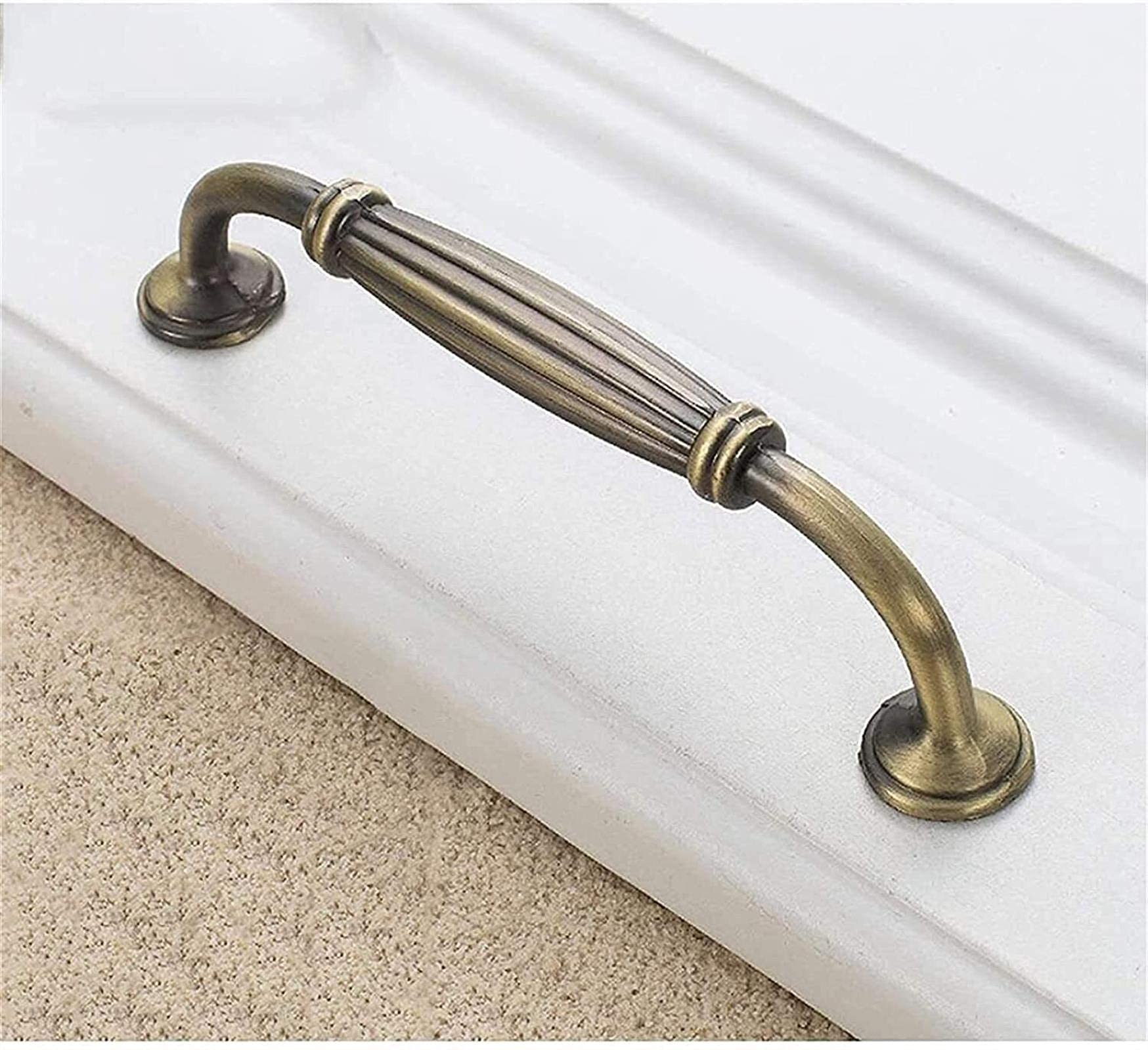 SAJMAKUWLA Antique Brass Cabinet Drawer Handles 7 Pieces Zinc Alloy Kitchen Door Pulls for Cabinet(128mm)