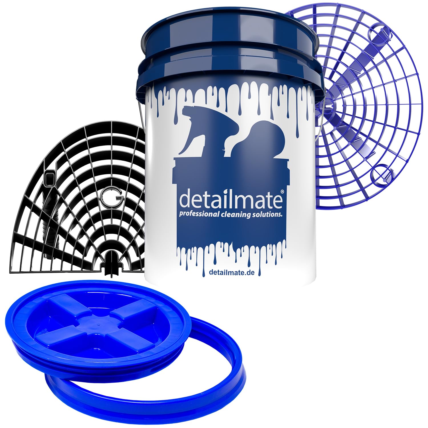 detailmate GritGuard Kit de nettoyage professionnel pour voiture : seau de lavage 5 GAL (env. 20 litres) / couvercle de seau Gamma Seal bleu/insert bleu