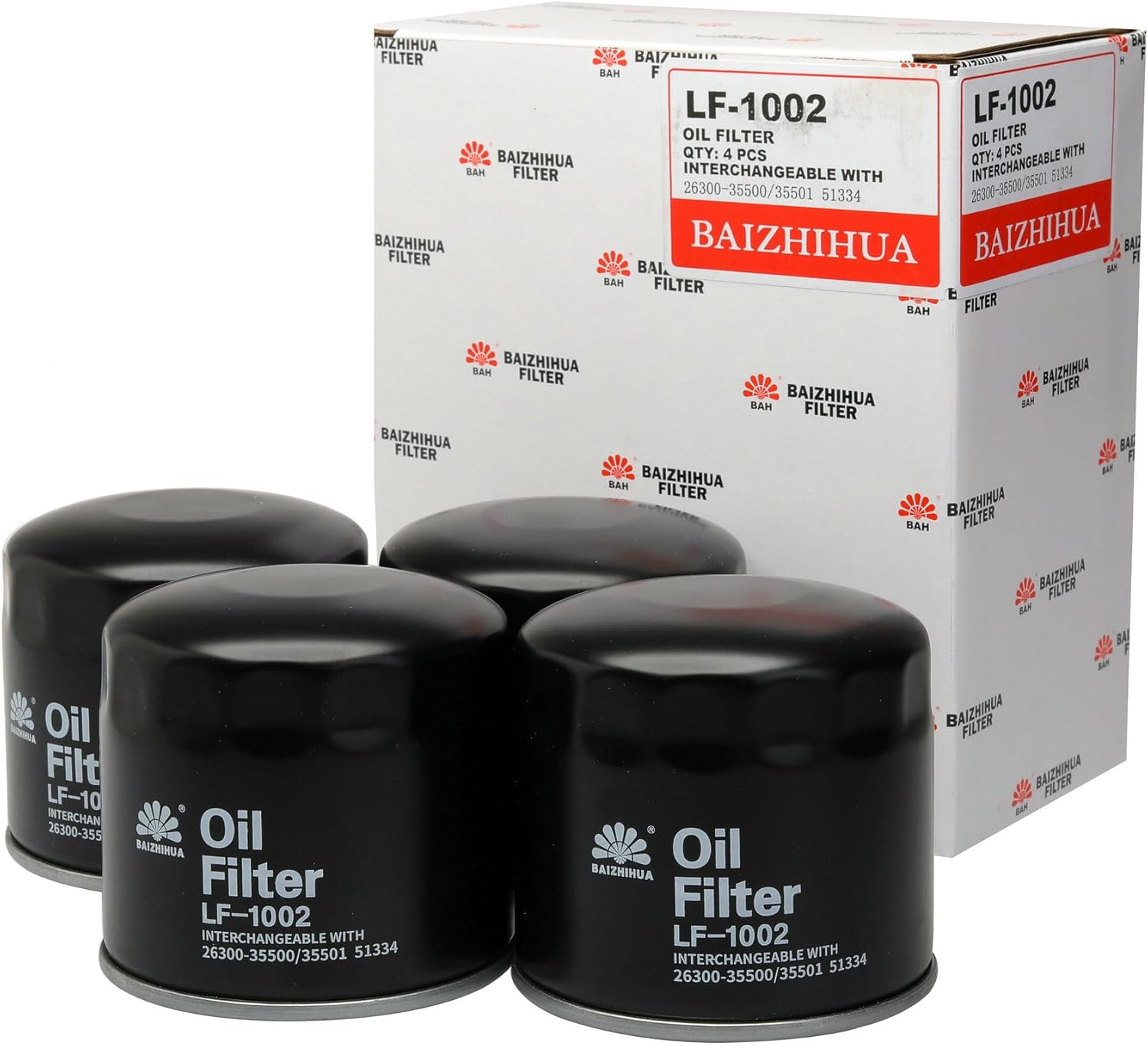 4 Pcs BAIZHIHUA HH150-32094 Oil Filter Replaces 129150-35170, 51064, 122-0833 Fits Kubota B1550,B1700,B2320,B2620,B2650,B2920,B5200,B7100,B7200,B7500,BX2670 YANMAR 4TNE 3TNV 4TNV 4JH Series