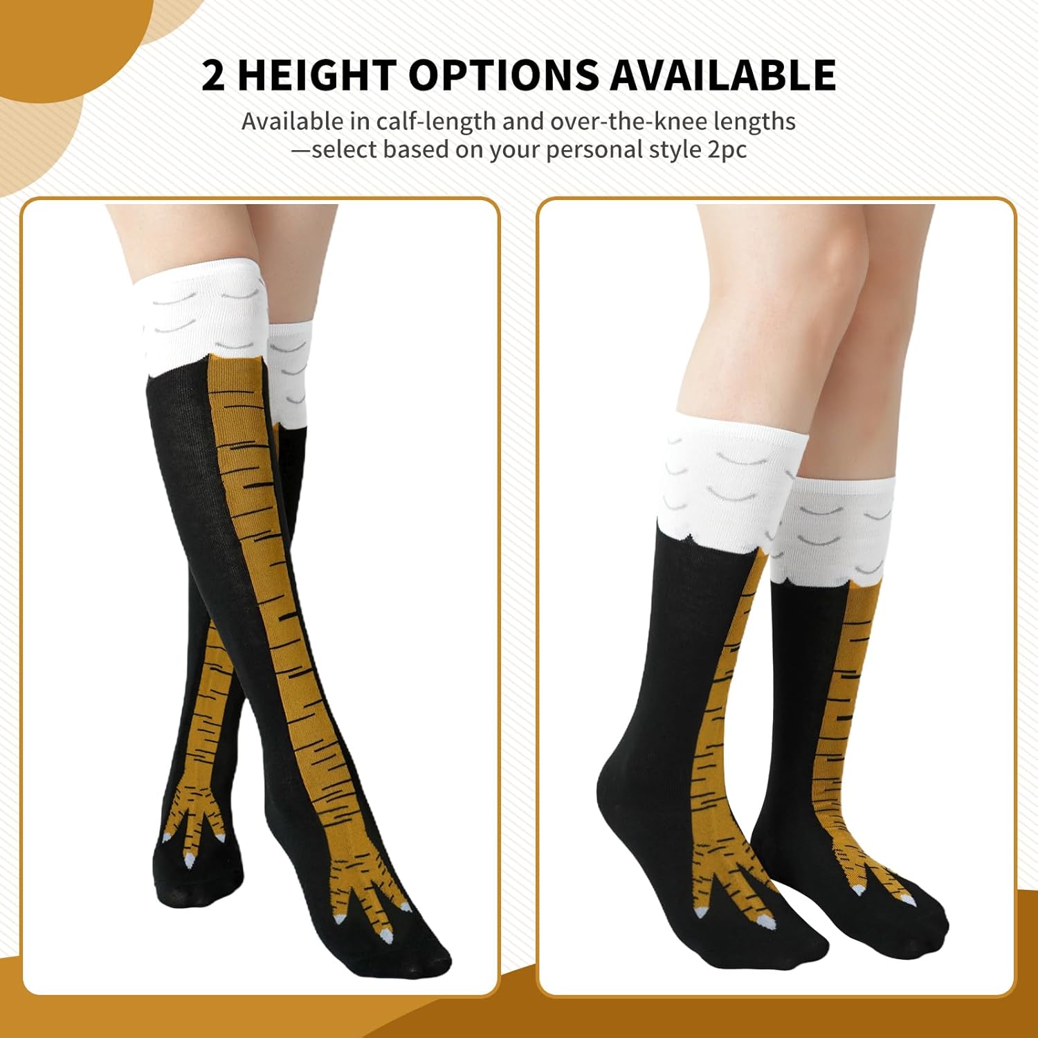 YOYOU Chicken Leg Feet Socks Novelty Crazy Knee High Compression Sock for Women Men, Silly Cute Socks for Prank Stuff Party - Image 6