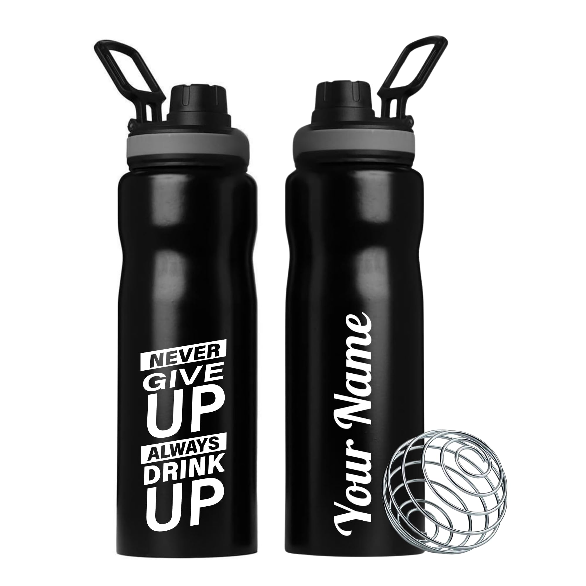 Your Name Printed Stainless Steel GYM Shaker | GYM Movtiation Bottle | Capacity 1L | Easy to Carry | Leakproof GYM Shaker Laser Engraved Your Name | Personalized Diwali Gift-image-16
