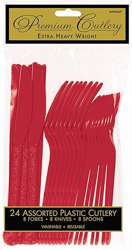 Miniatura 3 de Amscan Cubiertos de plástico extra pesados surtidos  cáscara de naranja  Paquete de 24