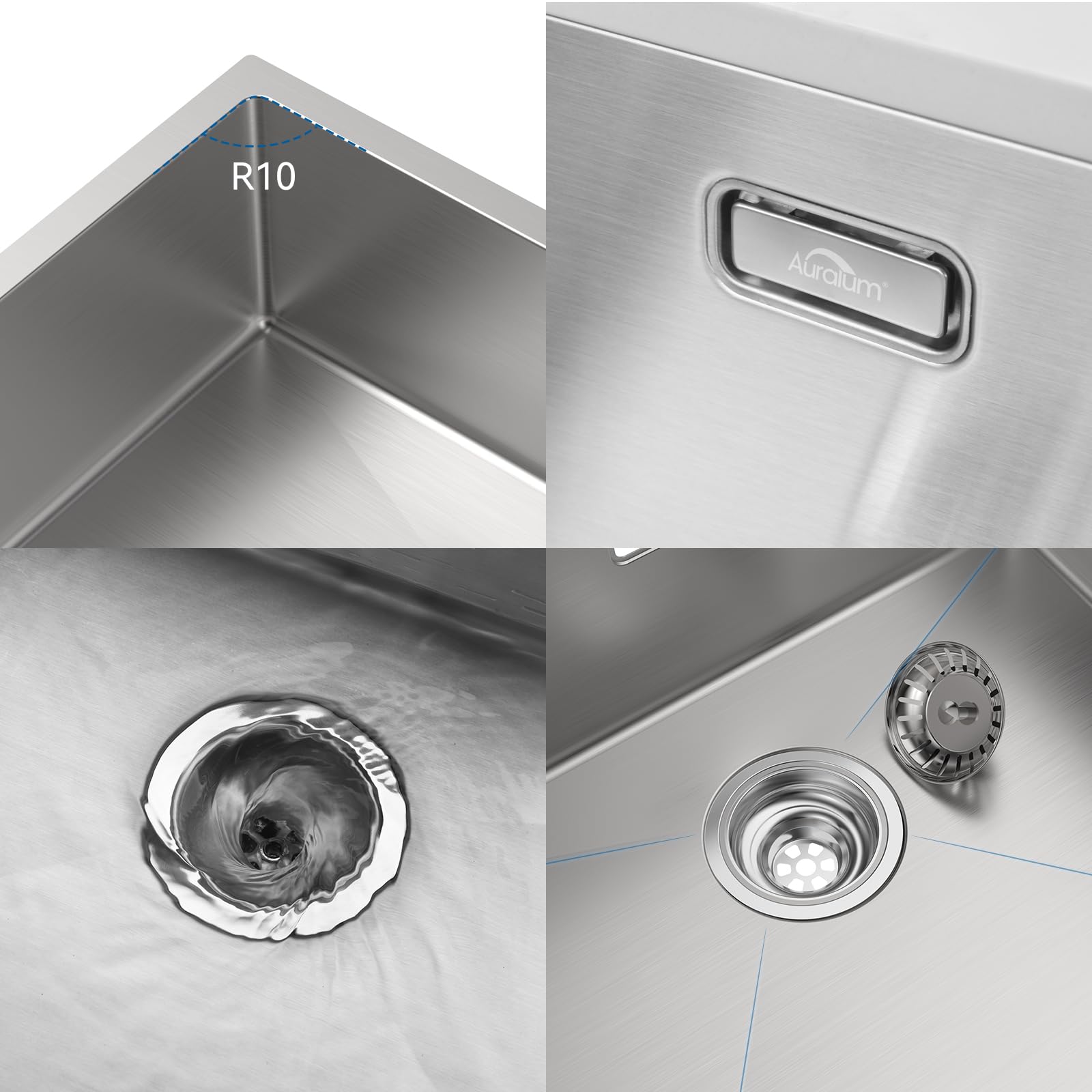 CECIPA Lavello Cucina 2 Vasche in Acciaio Inox - 75x45 cm, Lavabo Cucina Include Dispenser Sapone, Sifone e Gruppo di Scarico