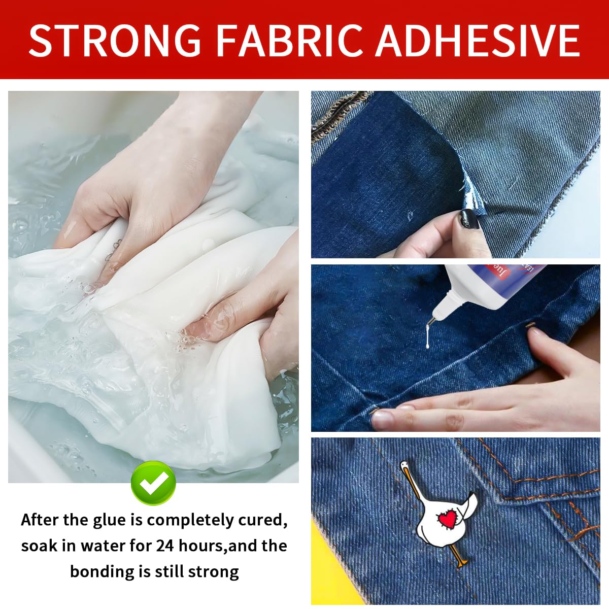 Colla Per Tessuti Trasparente 50ml - Impermeabile Per Riparazione Vestiti, Bambole E Decorazioni - Foto 3