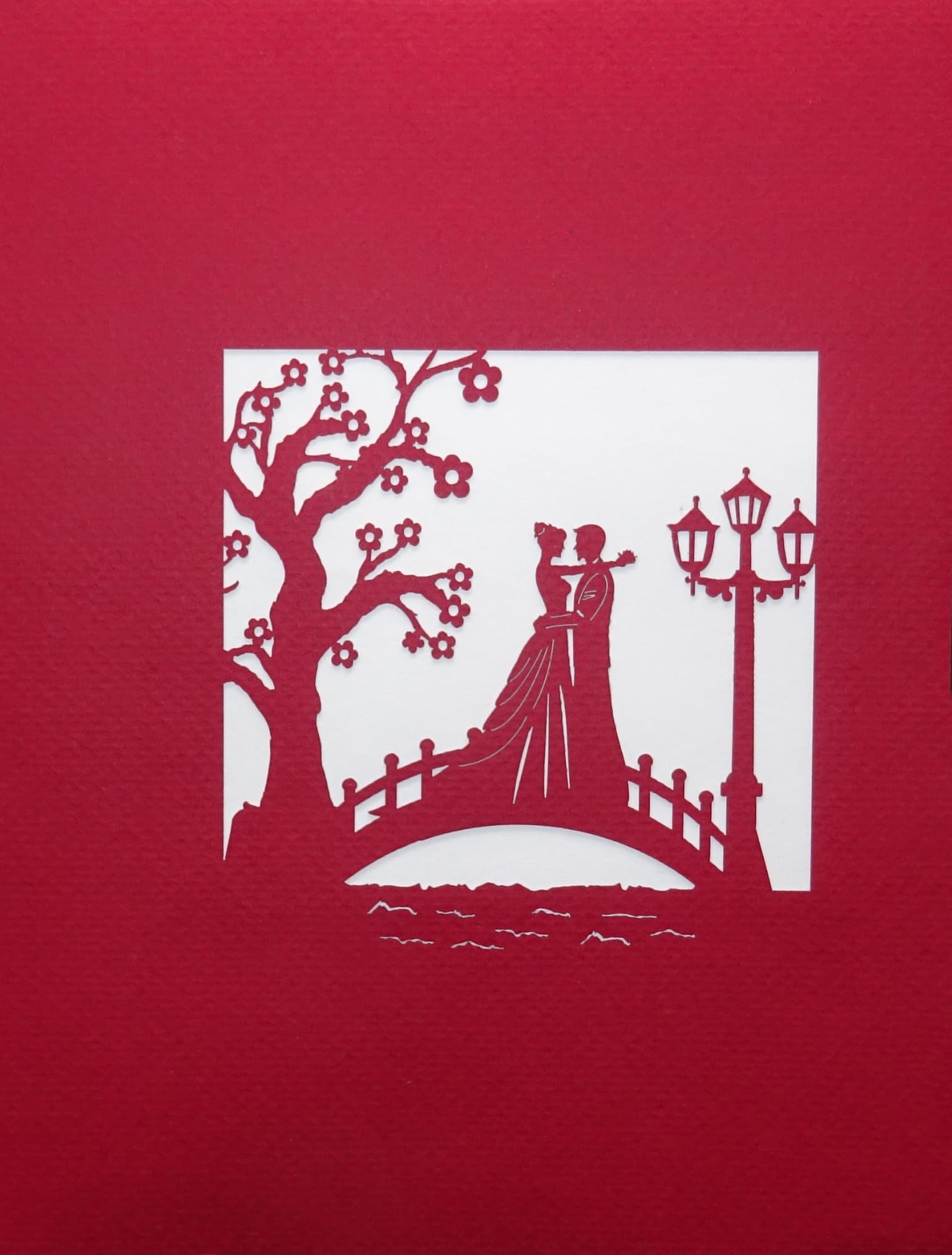 10 x Pop Up Karte Hochzeit - Set zu 10 Stück Bridge of Love 3D Einladungskarten Hochzeitskarten Hochzeitseinladungen mit Umschlag